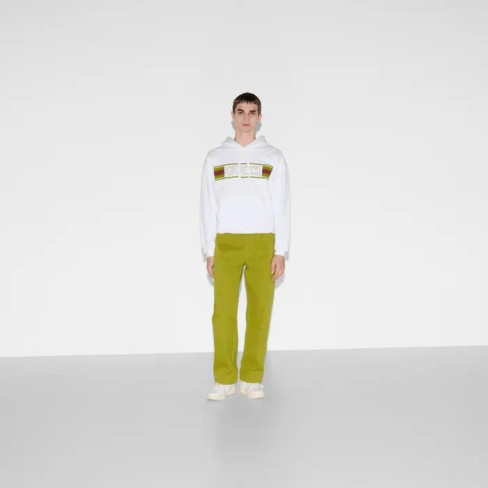 Gucci oc11z0226 Embroidered Cotton Hooded Sweatshirt in White Size US XXS / EU 40 - 2 Thumbnail