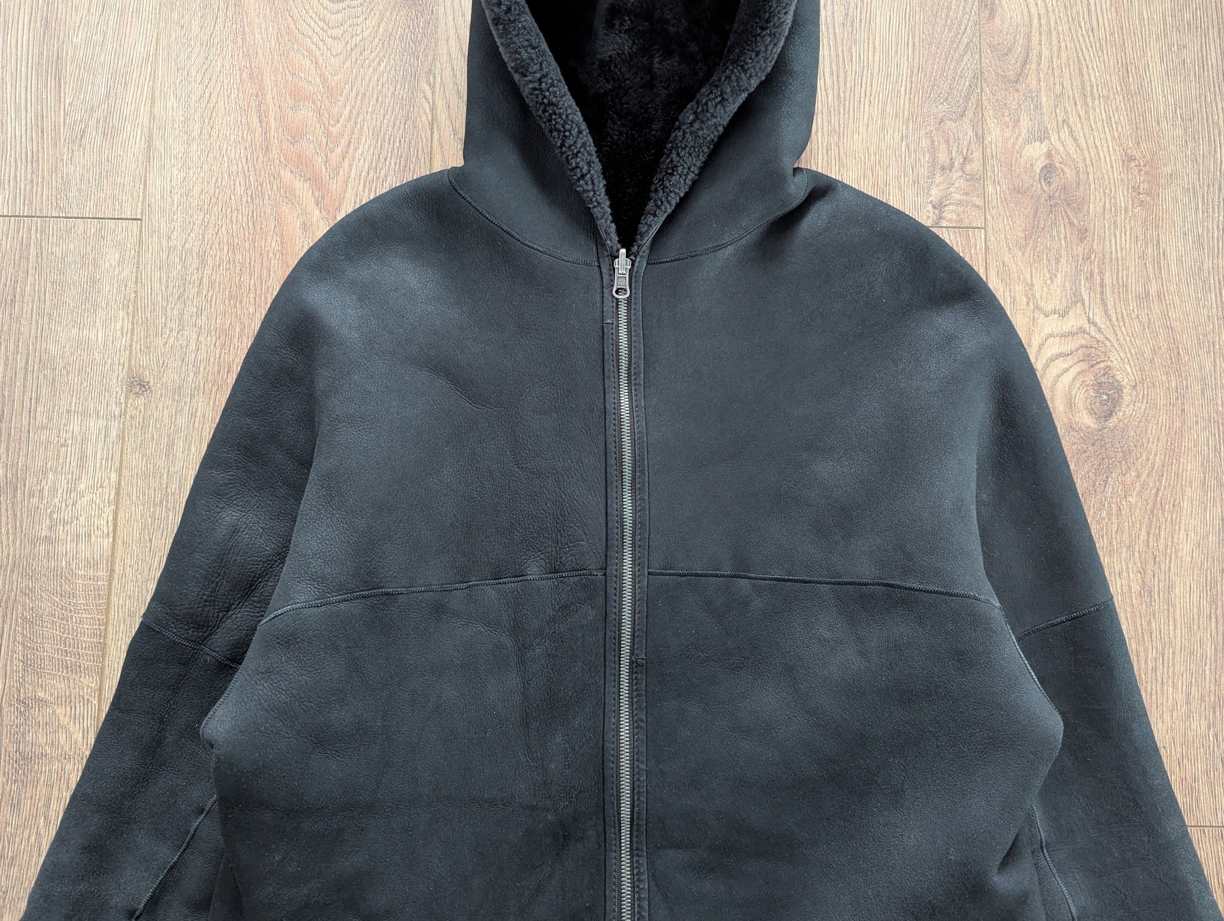 Leather VSP Women's Double Sided 100% Lamb Shearling Hooded Zip Coat Size L / US 10 / IT 46 - 4 Thumbnail
