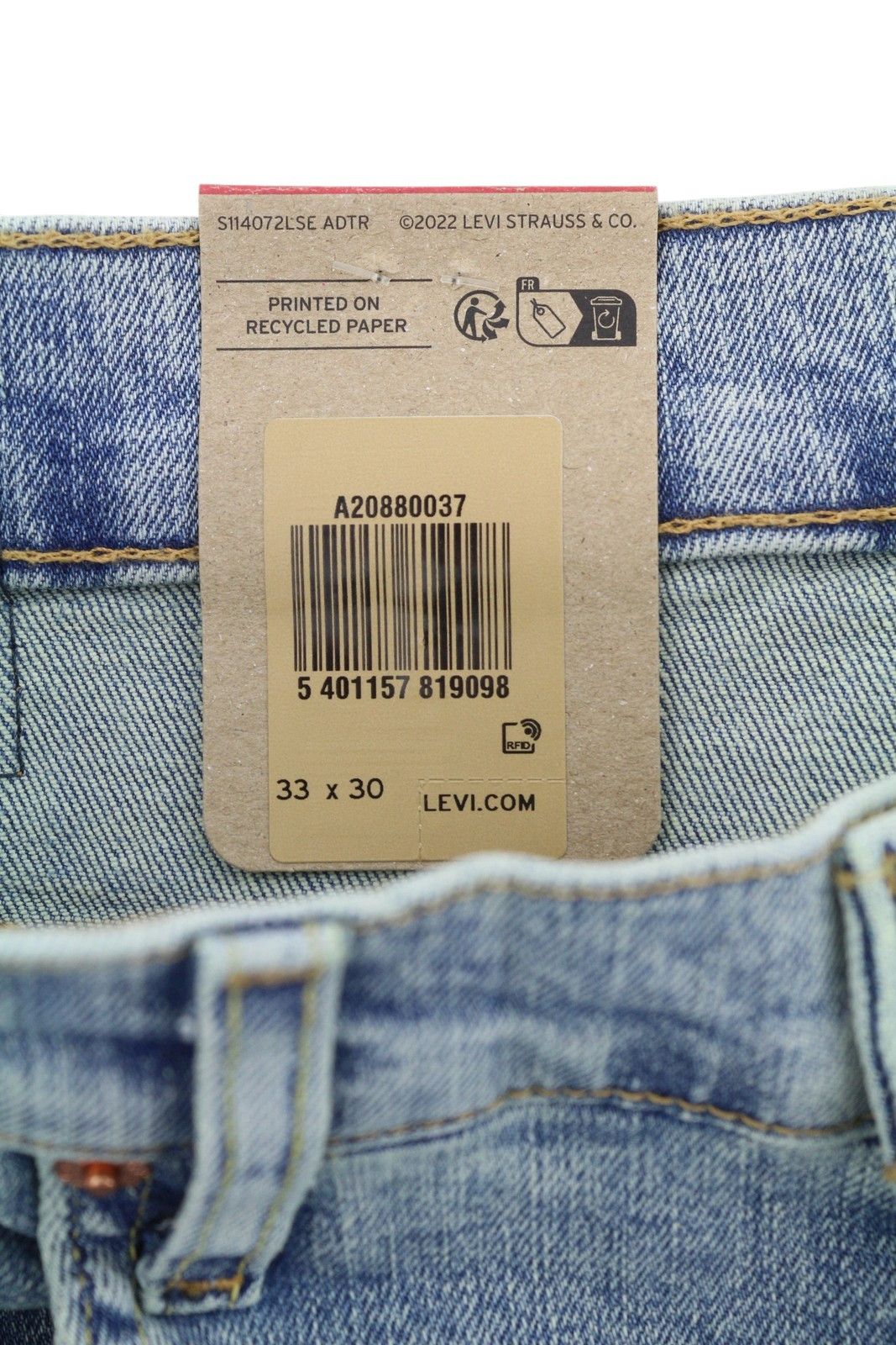 Levi's 502 W33/L30 Taper Zip Faded Blue Denim Jeans 87089 Size US 33 - 11 Thumbnail