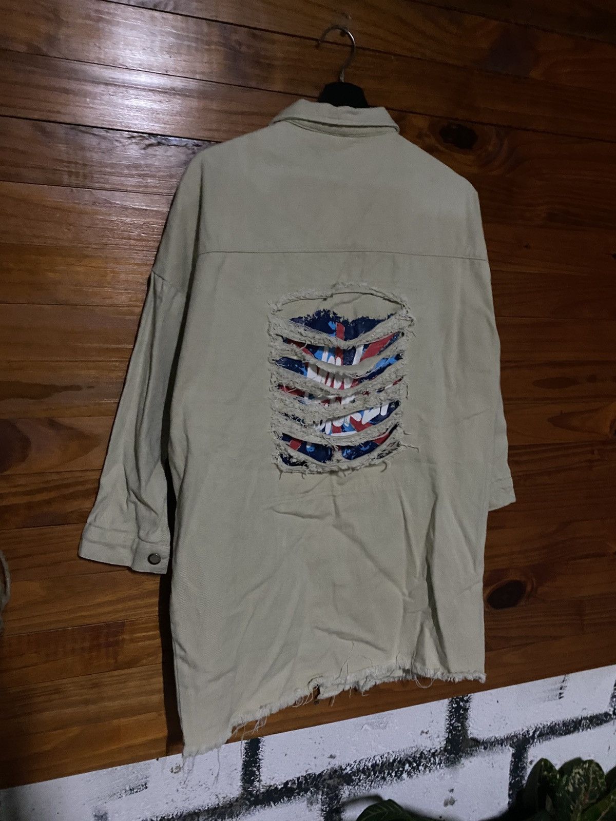 Japanese Brand Ou Bei Yi Distressed Back-Slashed Long Shirt Jacket Grunge Size L / US 10 / IT 46 - 4 Thumbnail
