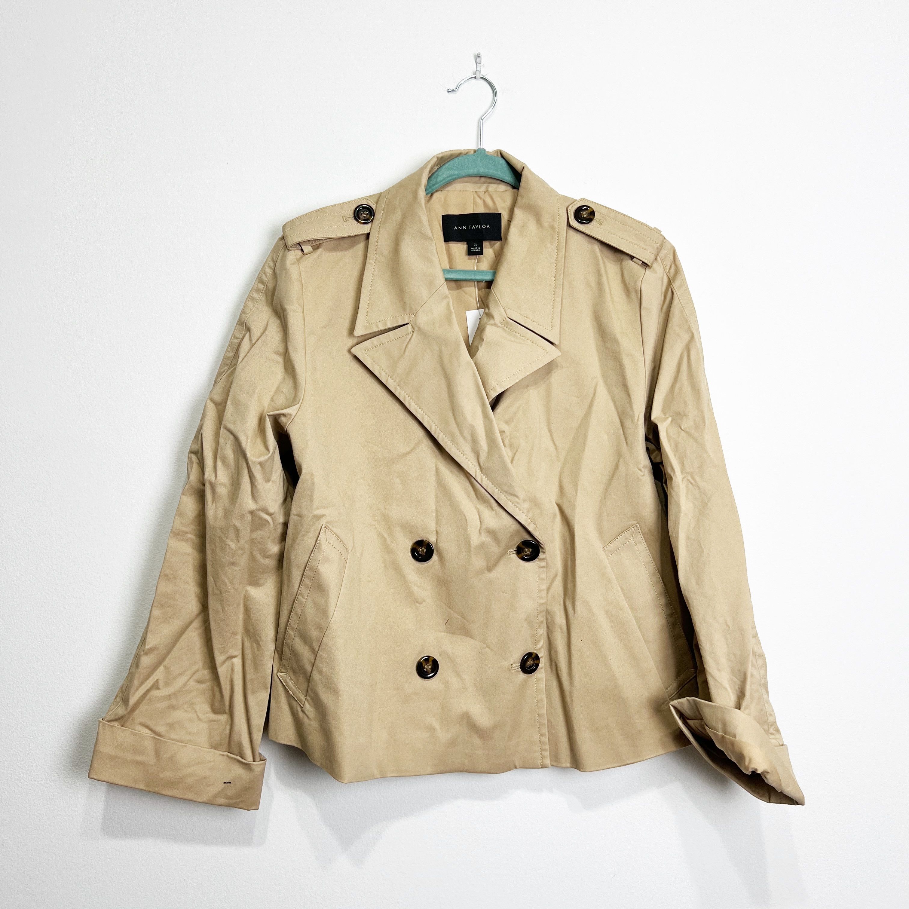 Yellow Ann Taylor Pleated Trench Coat NEW Ann Taylor Wide Cuff