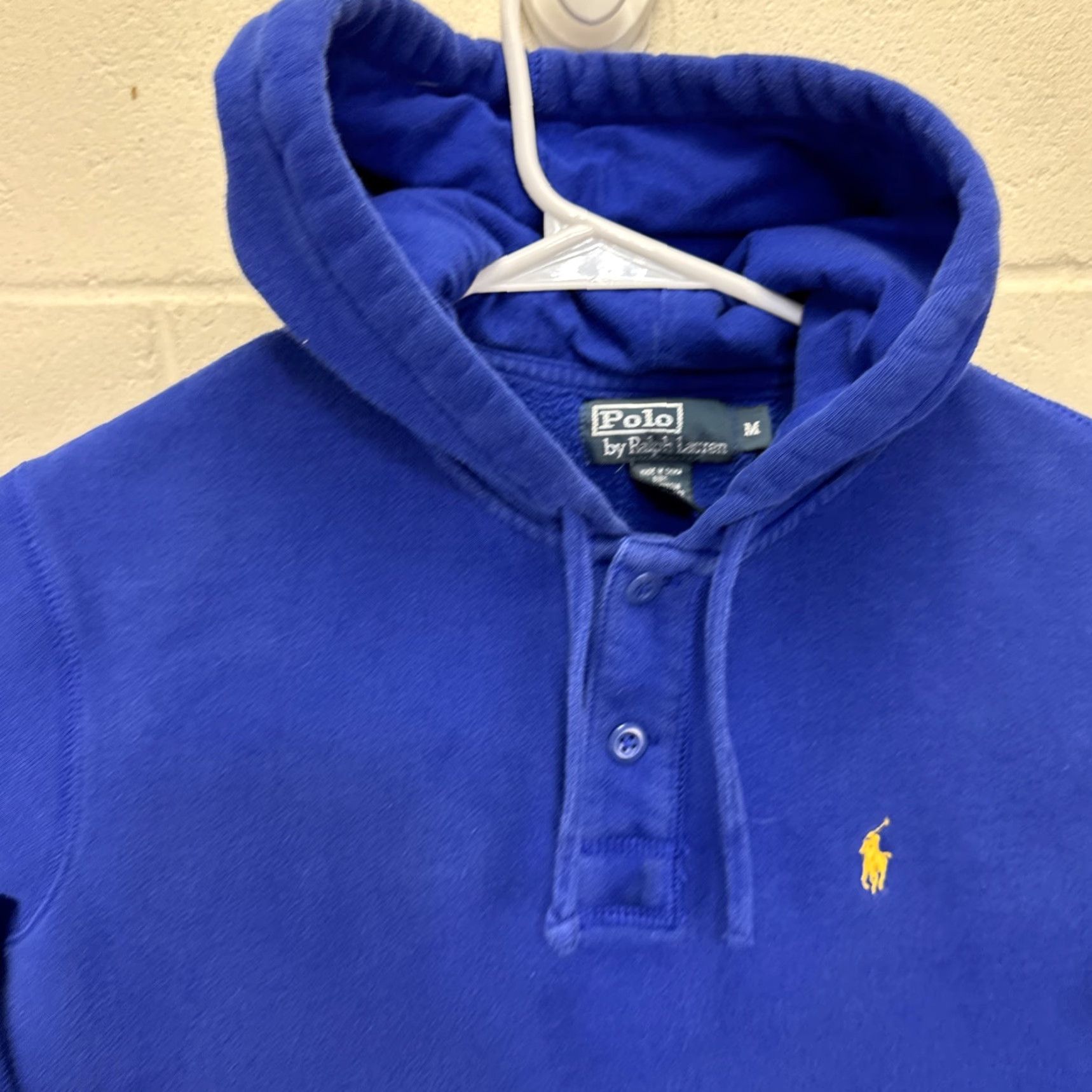 Polo Ralph Lauren Polo Ralph Lauren Hoodie Mens M Blue Pony Henley 2 Button Drawstring Faded Size US M / EU 48-50 / 2 - 3 Thumbnail