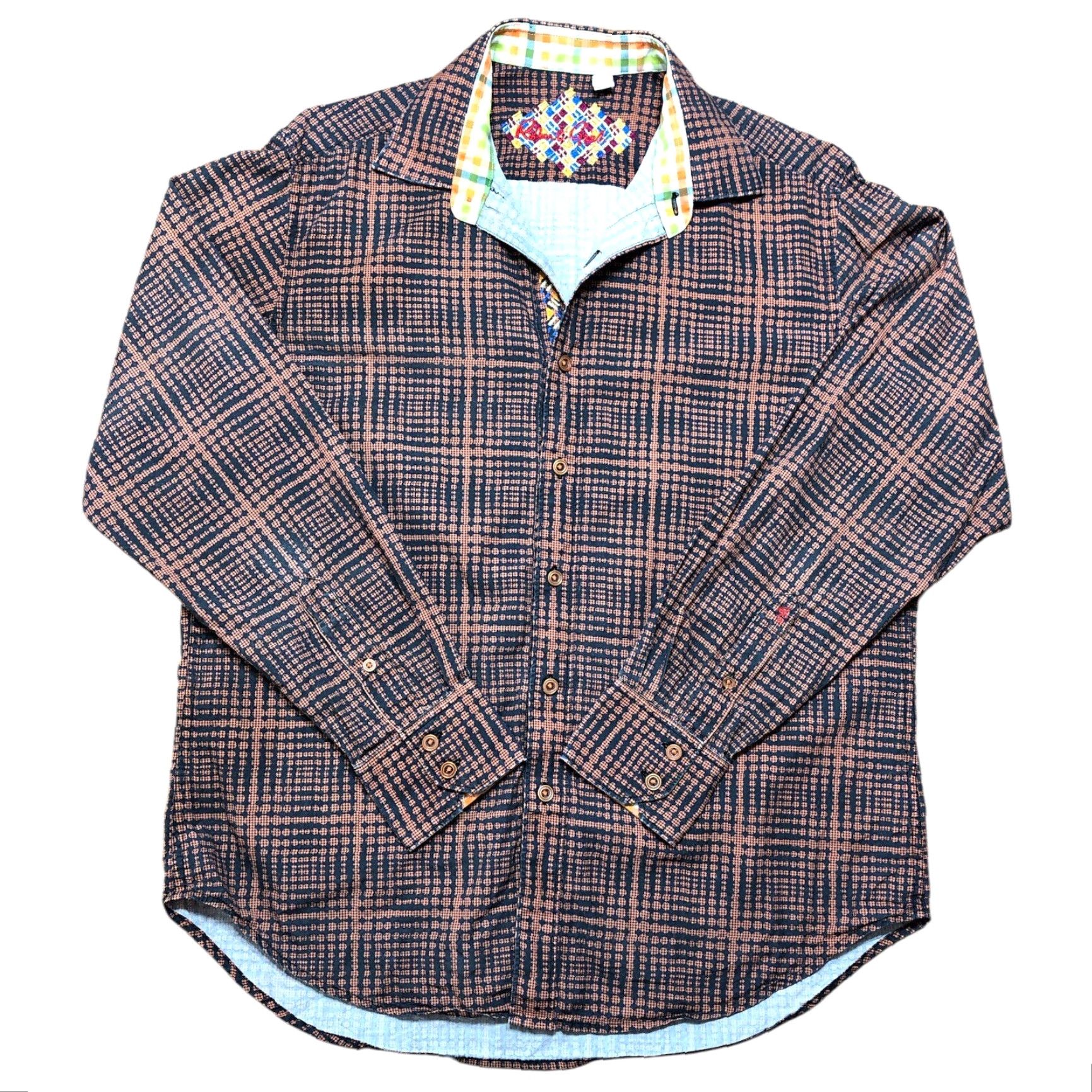 Robert Graham Robert Graham Shirt Mens M Orange Geometric Button-Up Classic Fit Long Sleeve Flip Cuff Button-Up Casual Mens Clothing Size US M / EU 48-50 / 2 - 2 Thumbnail
