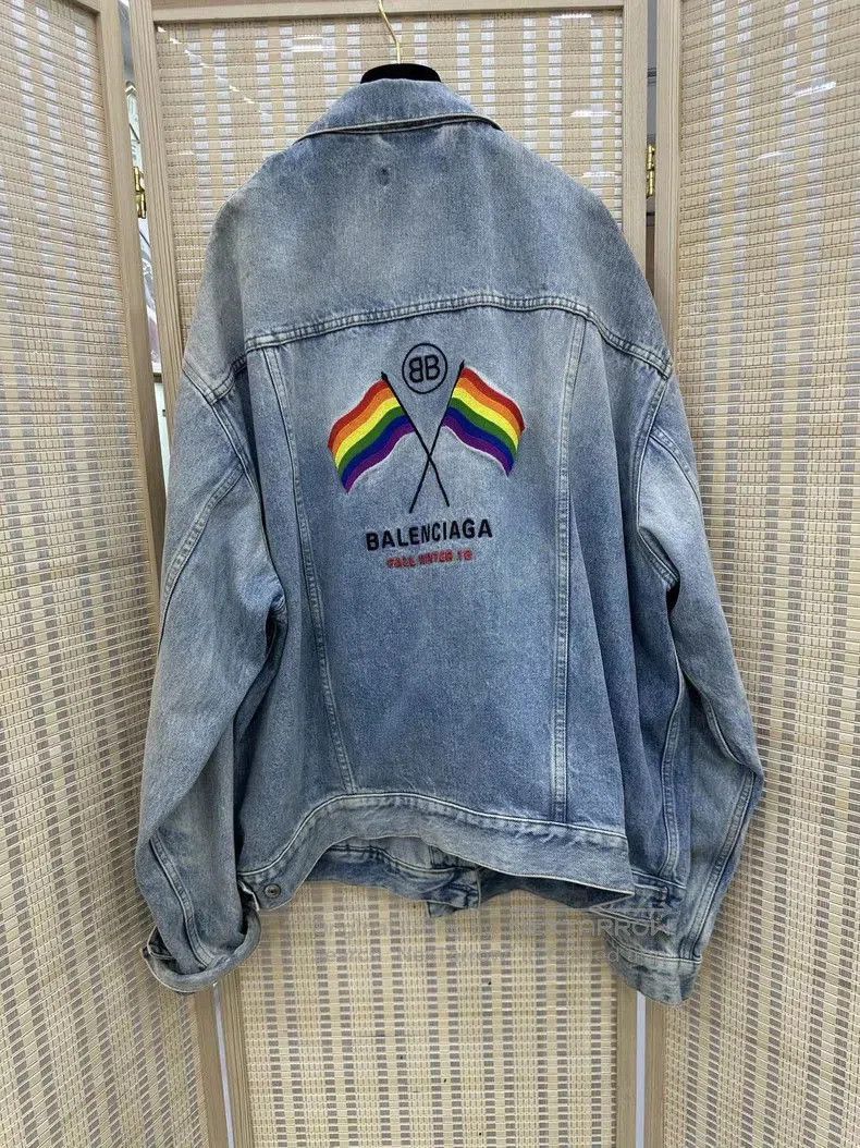 Balenciaga Balenciaga Flag Embroidery Denim Jacket. Size US S / EU 44-46 / 1 - 2 Thumbnail