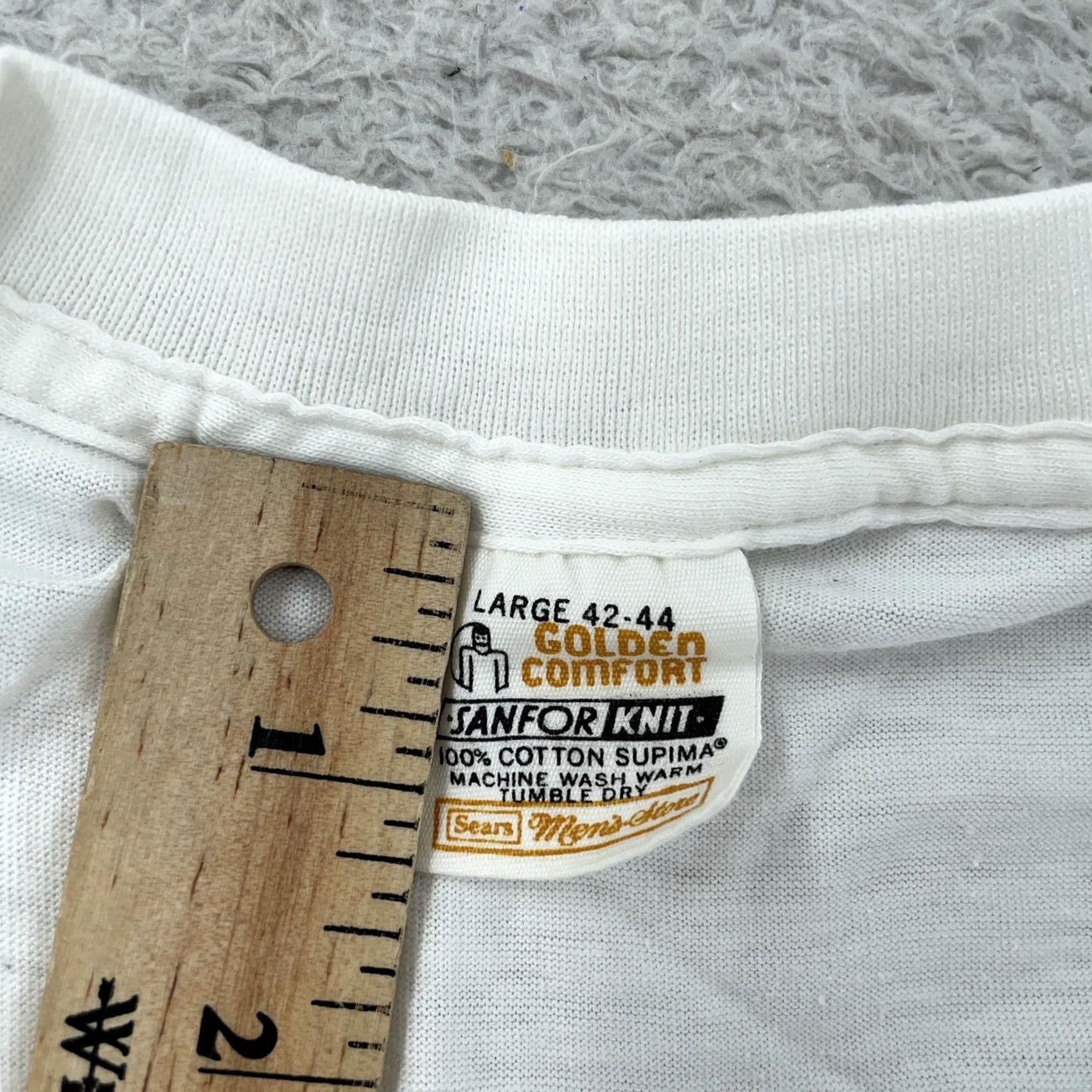 Sears VINTAGE Sears Golden Comfort Shirt M White Cotton Jersey Undershirt Sanfor Knit Tee Mens Exc. Preshrunk Blank White V-Neck Size US M / EU 48-50 / 2 - 7 Thumbnail
