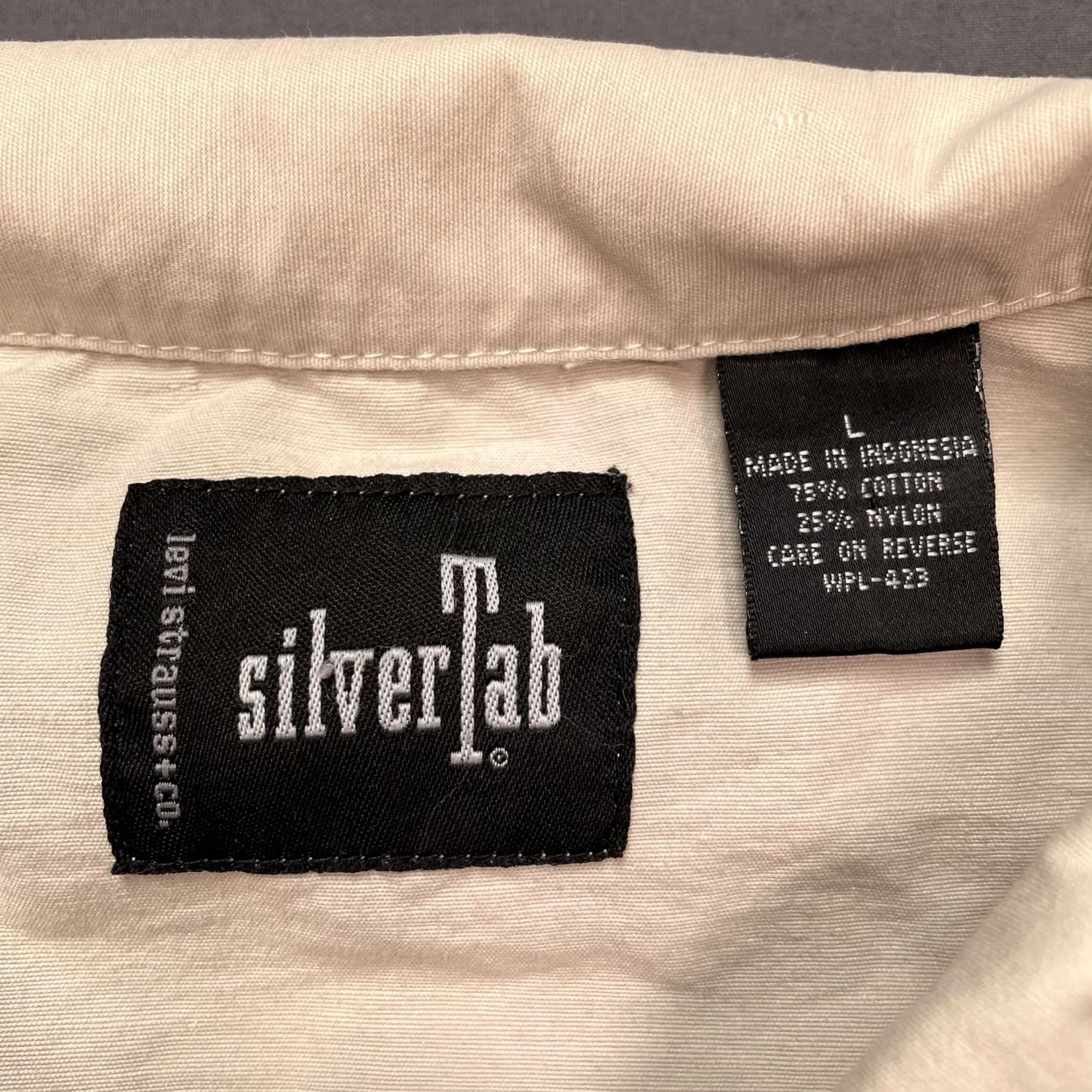 Vintage silverTab Shirt Mens Large Beige Long Sleeve Button Up Levis Utility Pockets Size US L / EU 52-54 / 3 - 2 Thumbnail