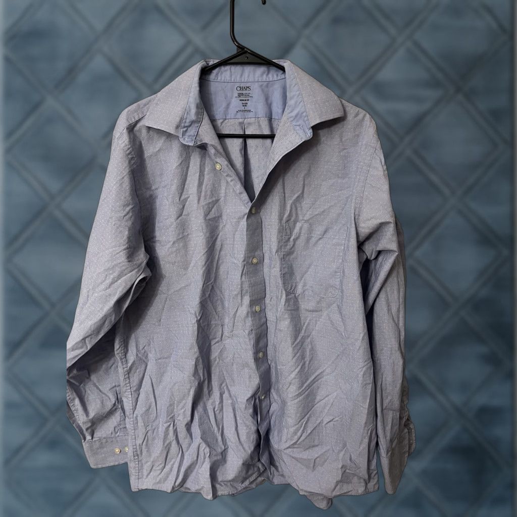 Chaps Chaps Button-Up Shirt Mens Blue Long Sleeve Regular Cotton Blend Button-Down Collared Shirt Adult L Size US L / EU 52-54 / 3 - 1 Thumbnail