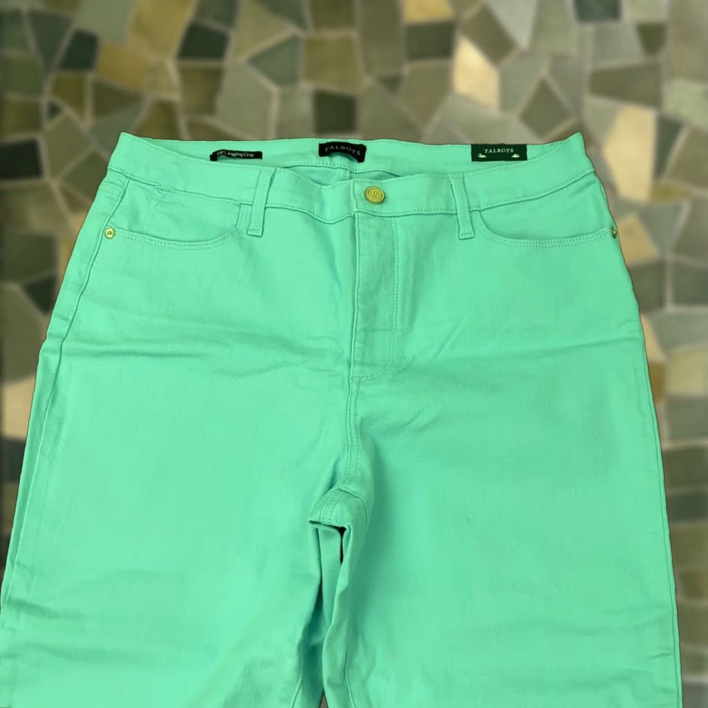 Talbots Talbots Jegging Crop Jeans Womens 14P High Waist Green Slimming Stretch Size 36" / US 14 / IT 50 - 1 Thumbnail