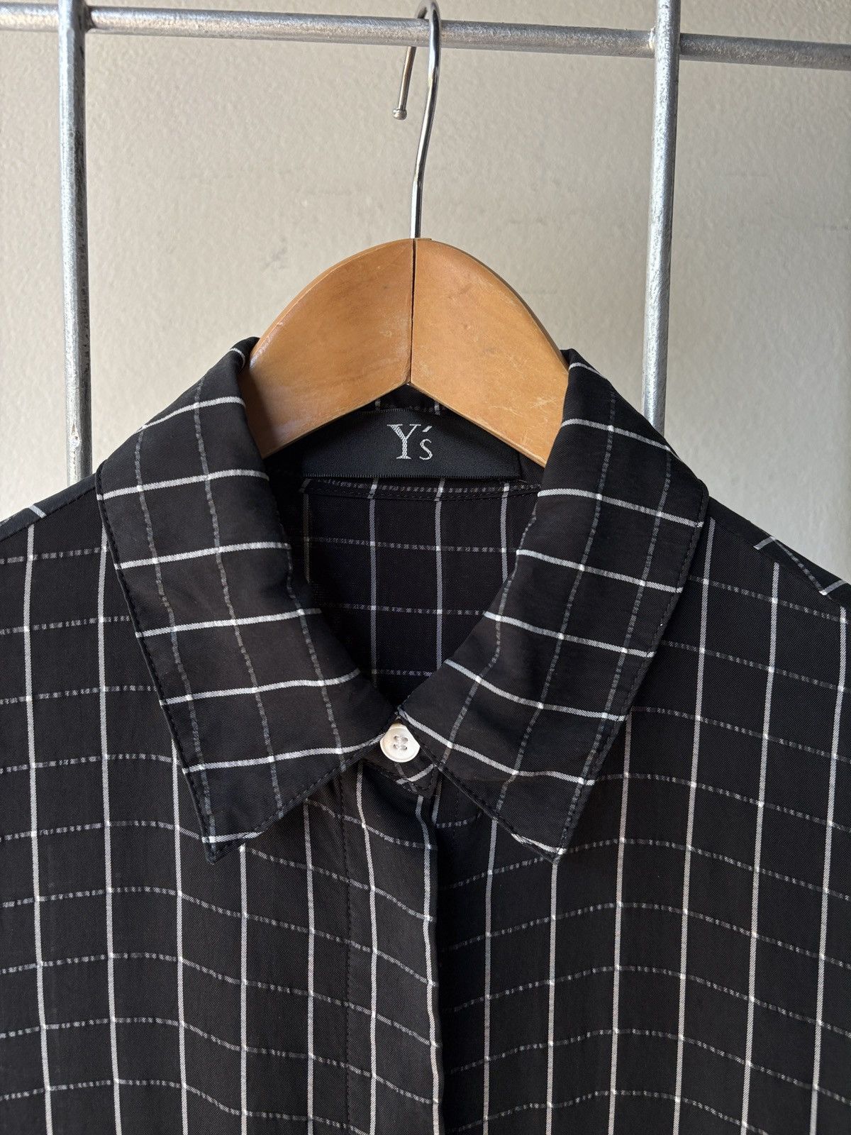 Y's × Yohji Yamamoto Y's Yohji Yamamoto grid black shirt dress. Size XS / US 0-2 / IT 36-38 - 3 Thumbnail