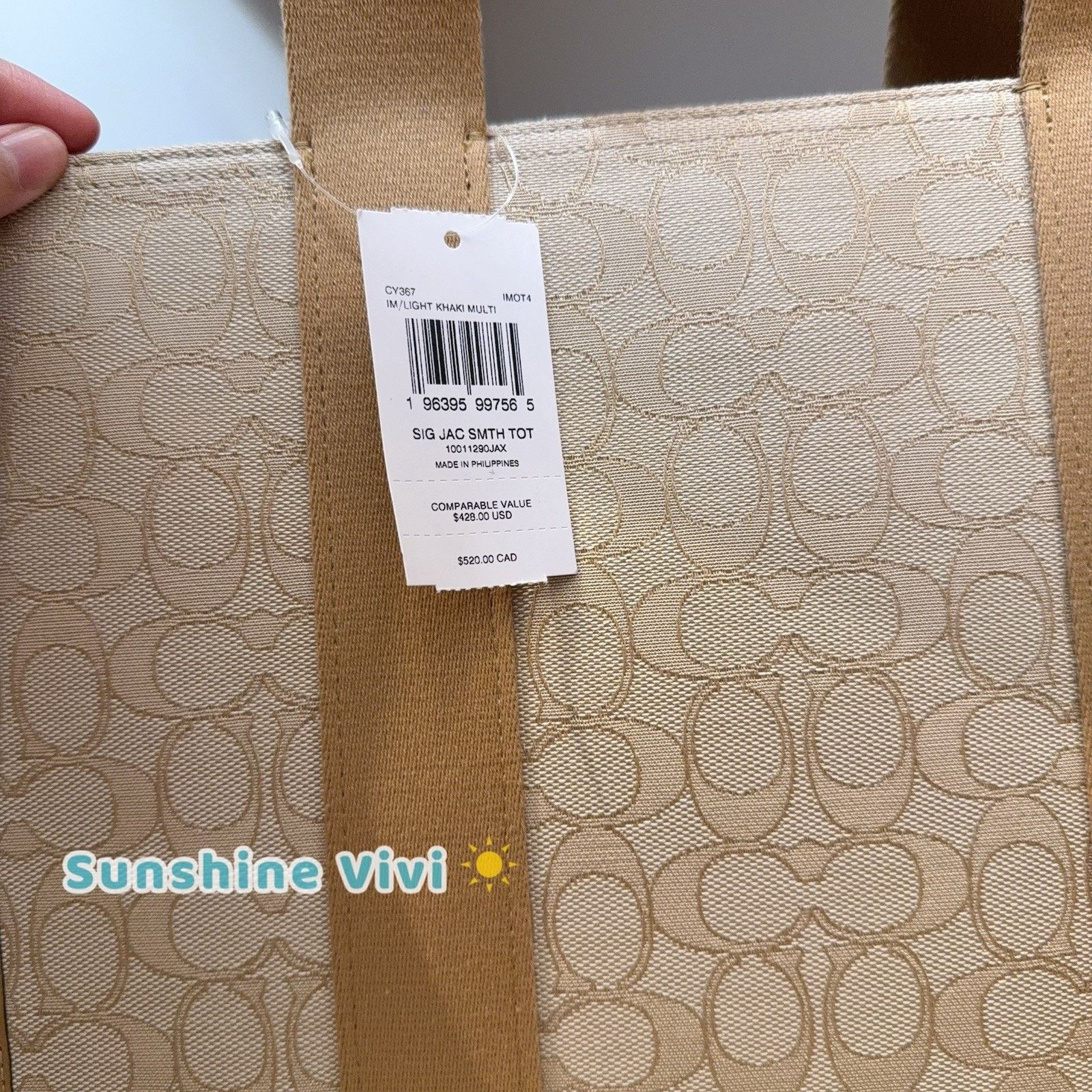 Coach NWT Coach Smith Tote Bag Signature Jacquard CY367 KHAKI Size ONE SIZE - 6 Thumbnail