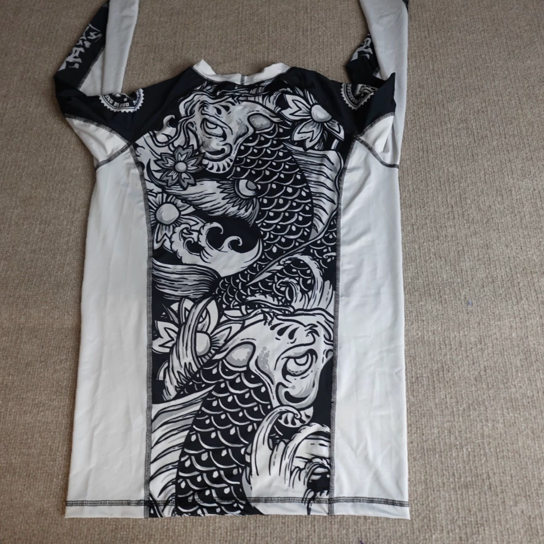 Vintage Hardcore Training Shirt Small Black White Long Sleeve Samurai Koi Fish Size US S / EU 44-46 / 1 - 5 Thumbnail
