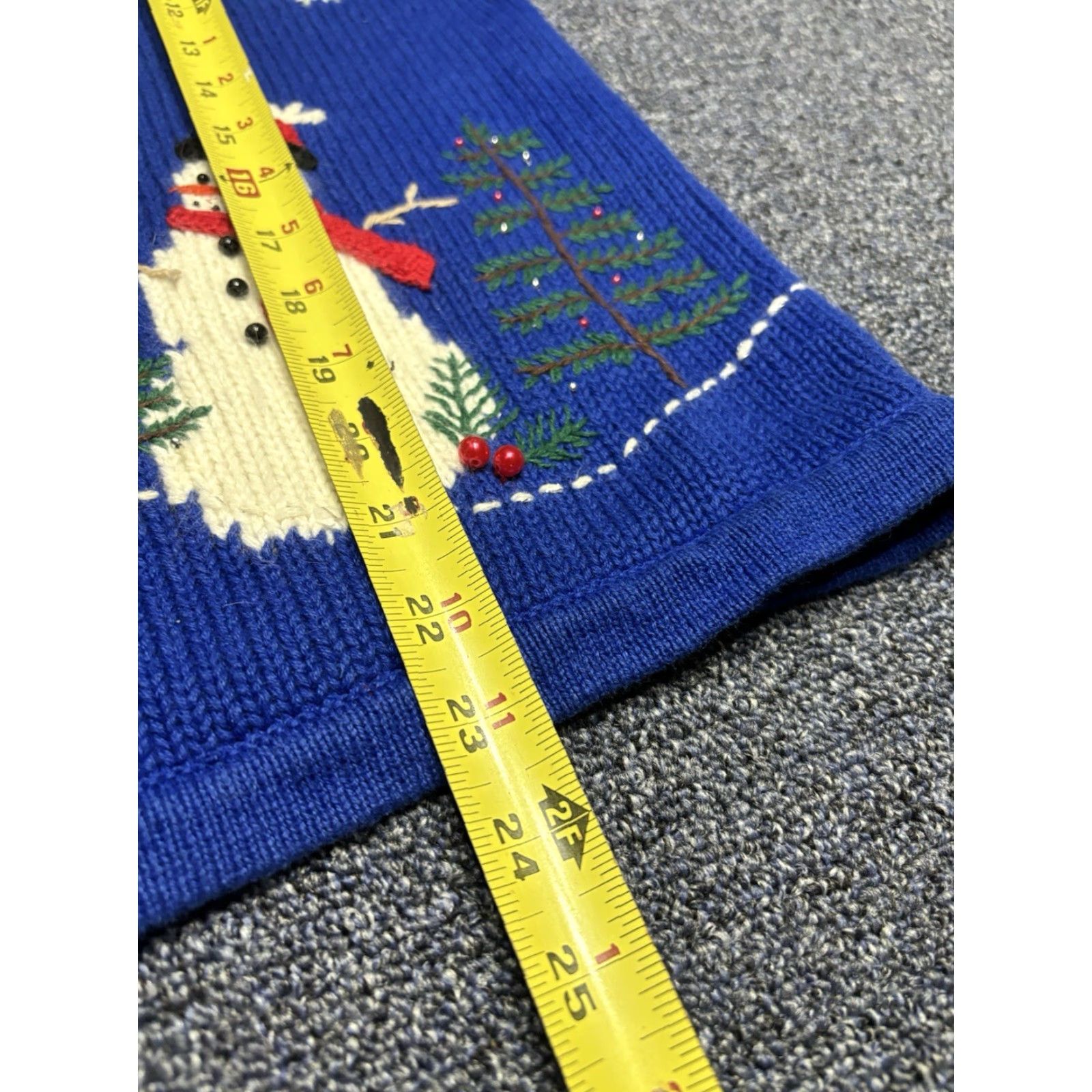 Croft & Barrow Vintage Christmas Snowman Winter Full Zip Cardigan Blue Sweater Women’s M G3 Size M / US 6-8 / IT 42-44 - 4 Thumbnail