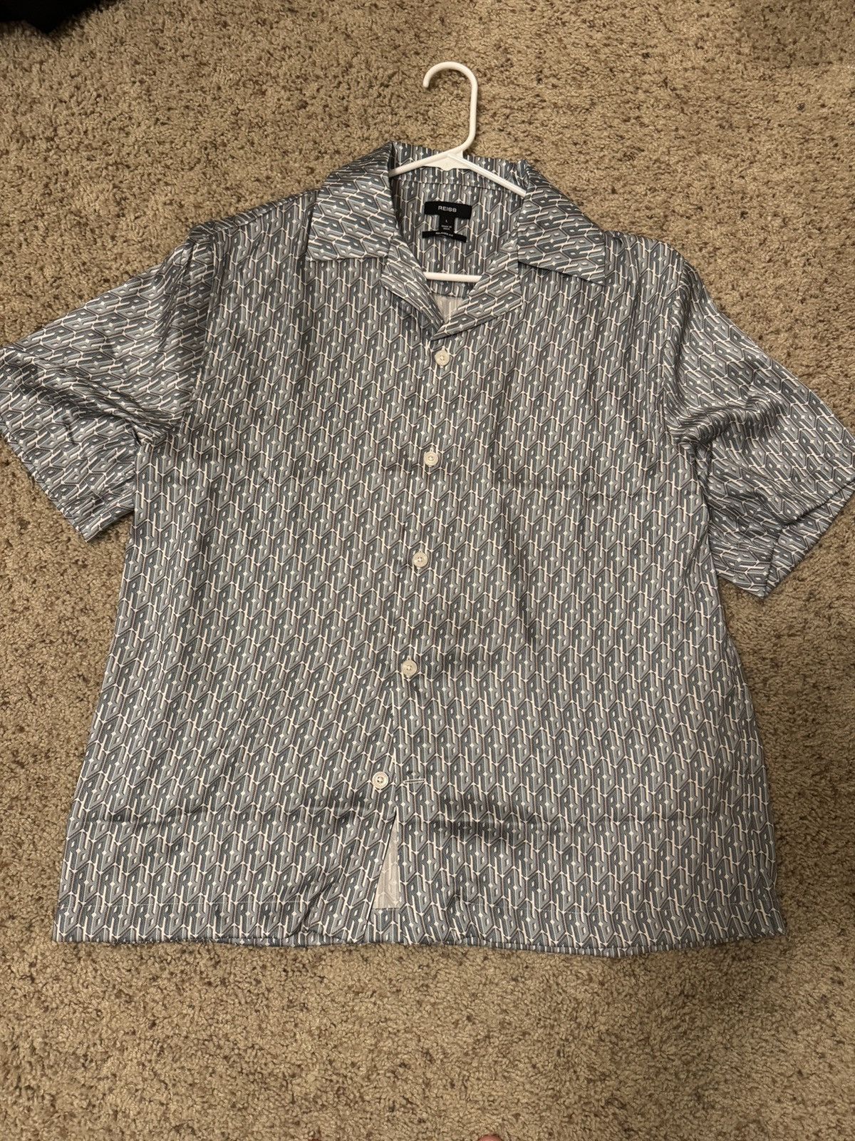 Reiss Reiss Camp Collar Geometric Short Sleeve shirt Size US L / EU 52-54 / 3 - 1 Thumbnail