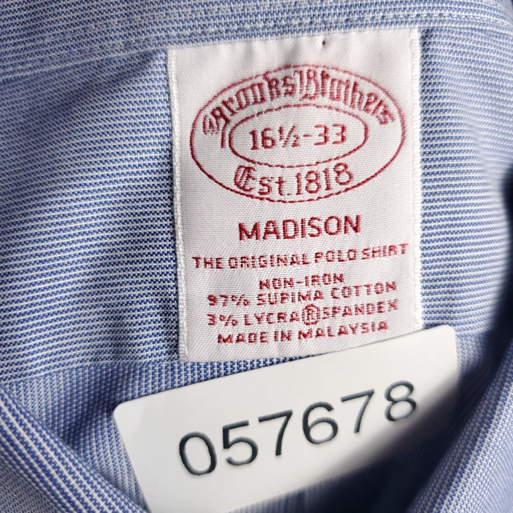 Brooks Brothers Brooks Brothers Dress Shirt Mens Regular Fit 16.5 Blue Long Sleeve Button Down Non-Iron Cotton Size 42R - 8 Thumbnail