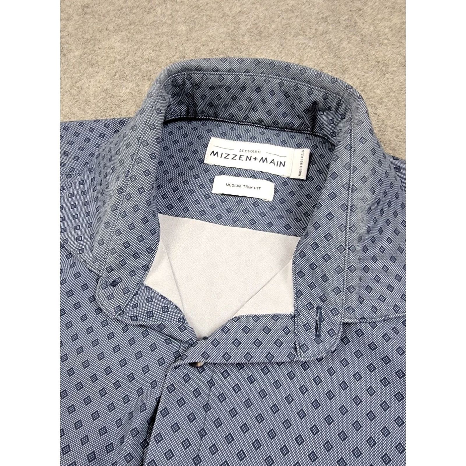Mizzen+Main Mizzen+Main Leeward Spade Shirt Mens Medium Trim Fit Blue Button Up Stretch Collar Spread Classic Preppy Men Size US M / EU 48-50 / 2 - 3 Thumbnail