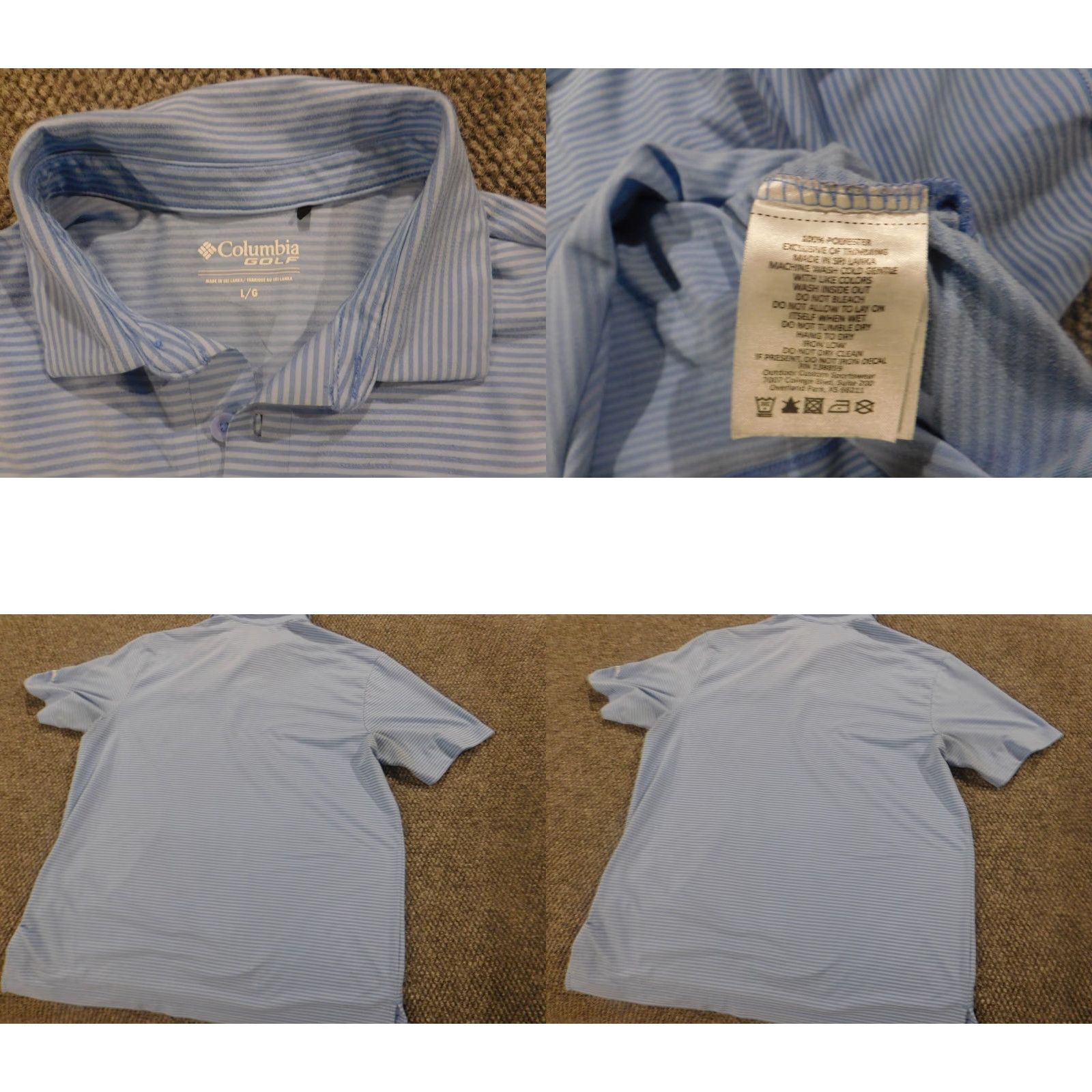 Vintage **Columbia Mens Blue Polo Large Striped Stretch Button** User: **Columbia Mens Blue Polo Large Striped Stretch Button** Size US L / EU 52-54 / 3 - 8 Thumbnail