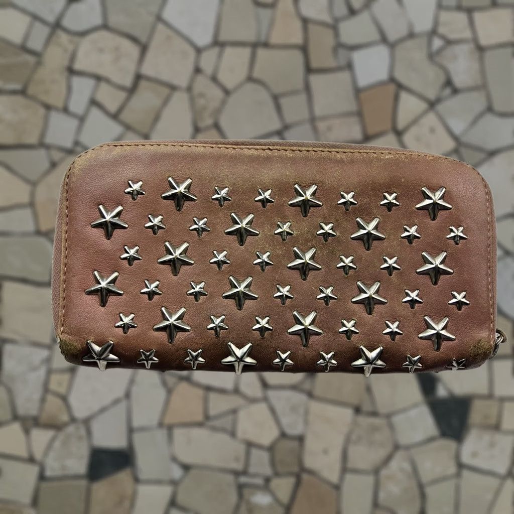 Jimmy Choo Jimmy Choo Wallet Zip Around Pink Leather Star Studded Womens Size ONE SIZE - 1 Thumbnail