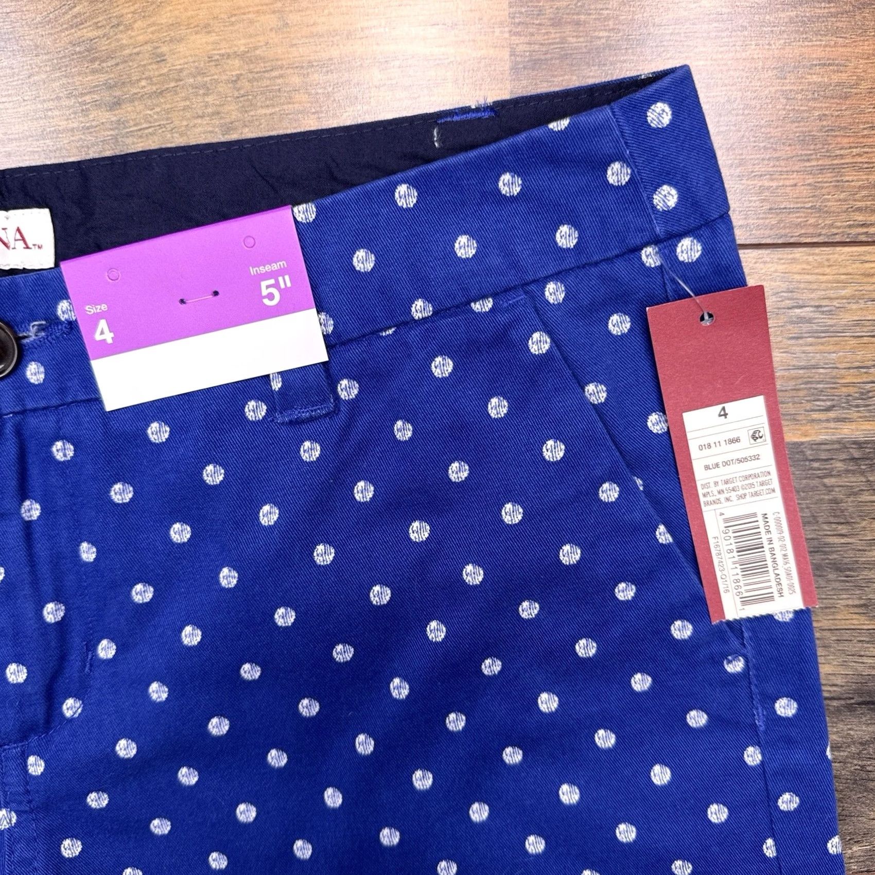 Merona Merona Polka Dot Shorts Womens 4 Blue Mid Rise New Size 27" / US 4 / IT 40 - 3 Thumbnail