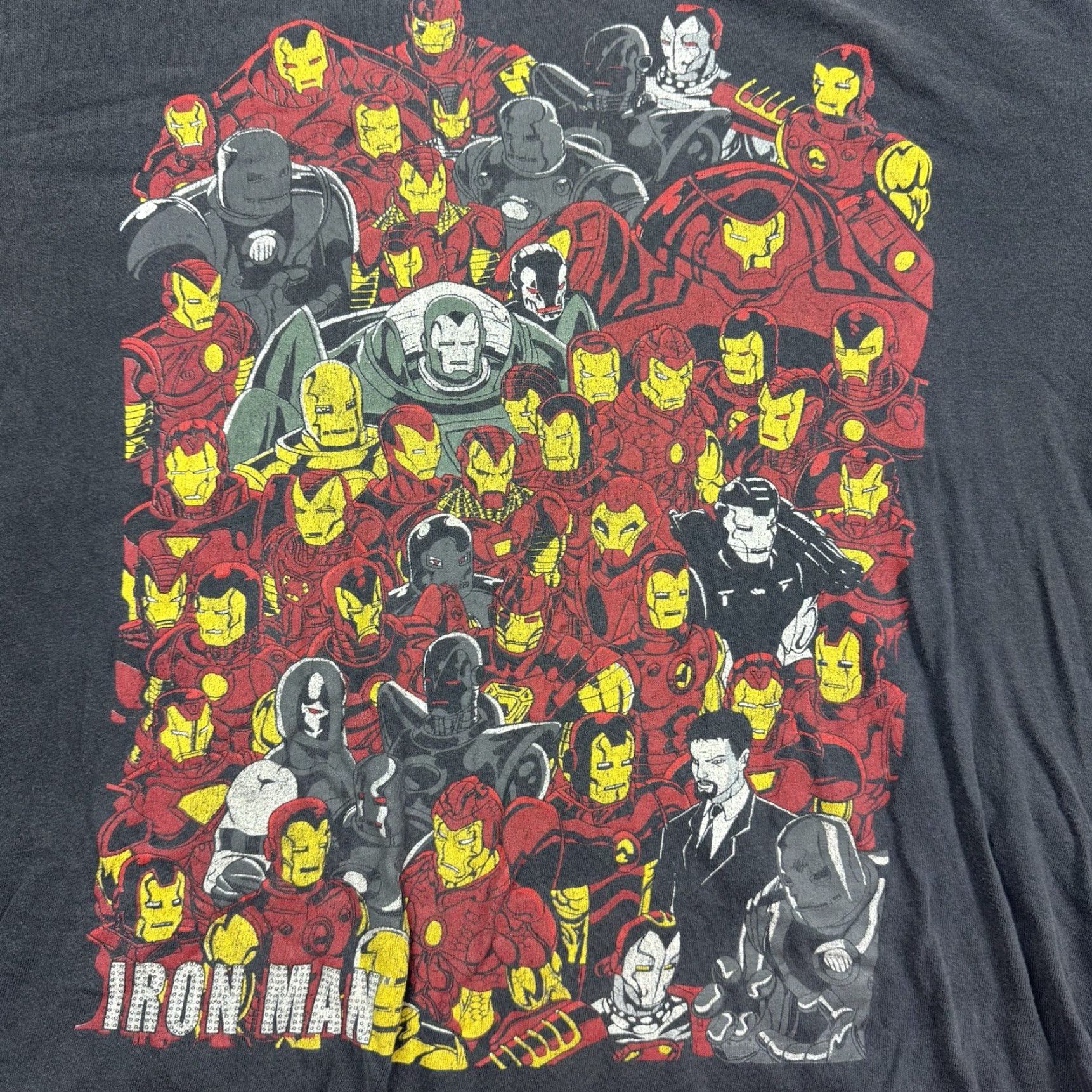 Vintage VINTAGE Marvel T-Shirt Adult XL Black Graphic Print Hipster Punk Y2K Ironman Big Graphic Faded Crew Neck Short Sleeve Comics Movie Men Mens Size US XL / EU 56 / 4 - 2 Thumbnail