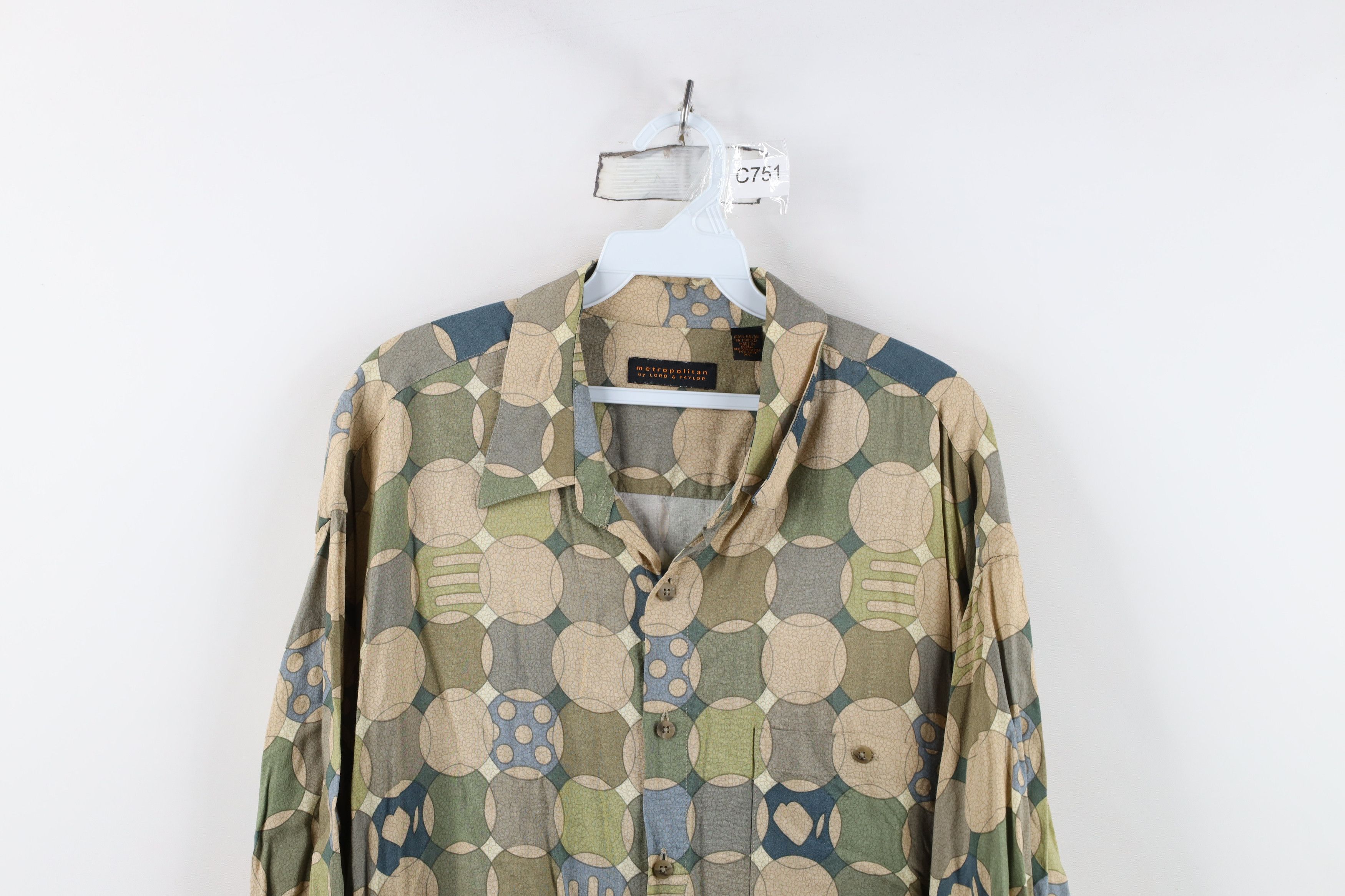 Vintage Vintage 90s Streetwear Rayon Geometric Collared Button Shirt Size US XL / EU 56 / 4 - 2 Thumbnail