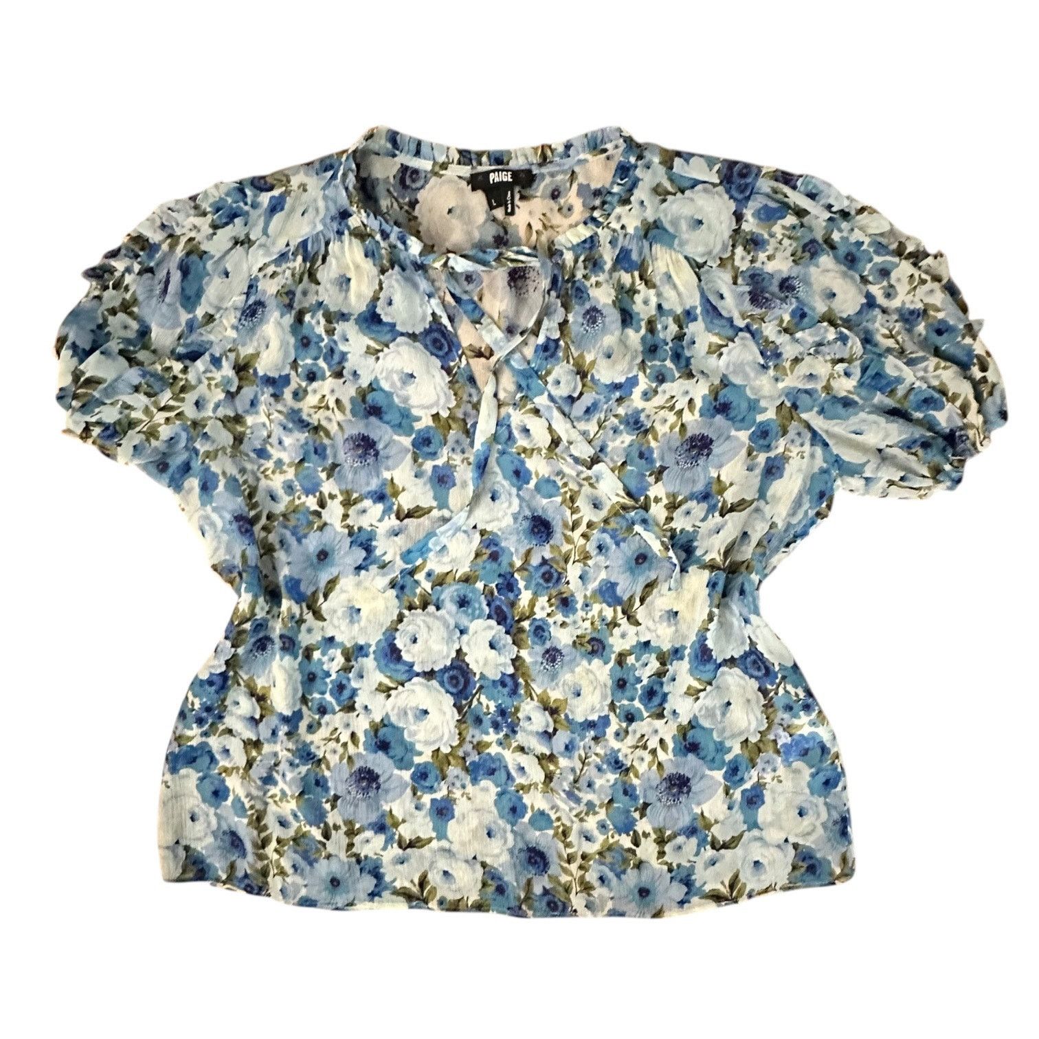 Paige PAIGE x Womens Blue Dandelion Silk Top Size L Size L / US 10 / IT 46 - 1 Thumbnail