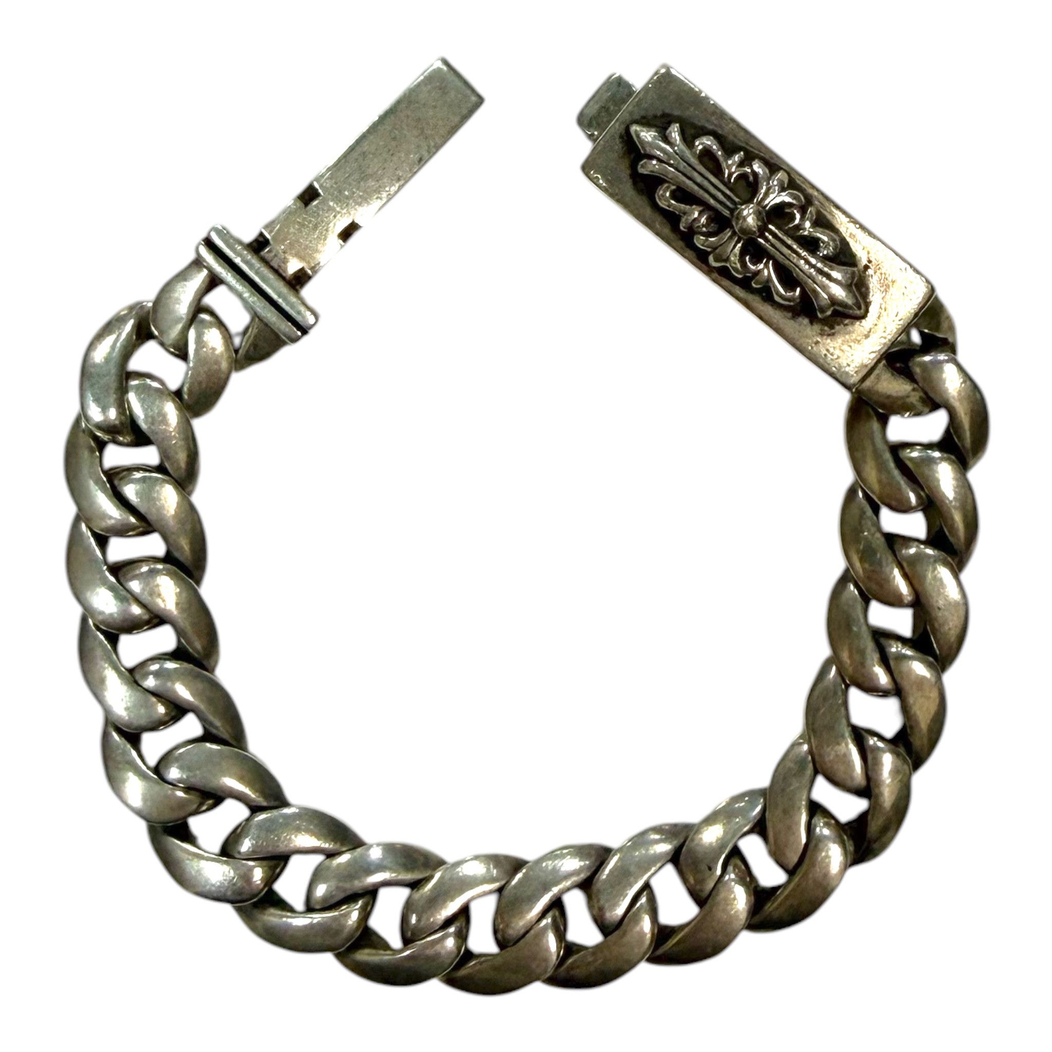 Chrome Hearts Cuban Link Floral ID Bracelet Silver (7 Inch) Size ONE SIZE - 1 Thumbnail