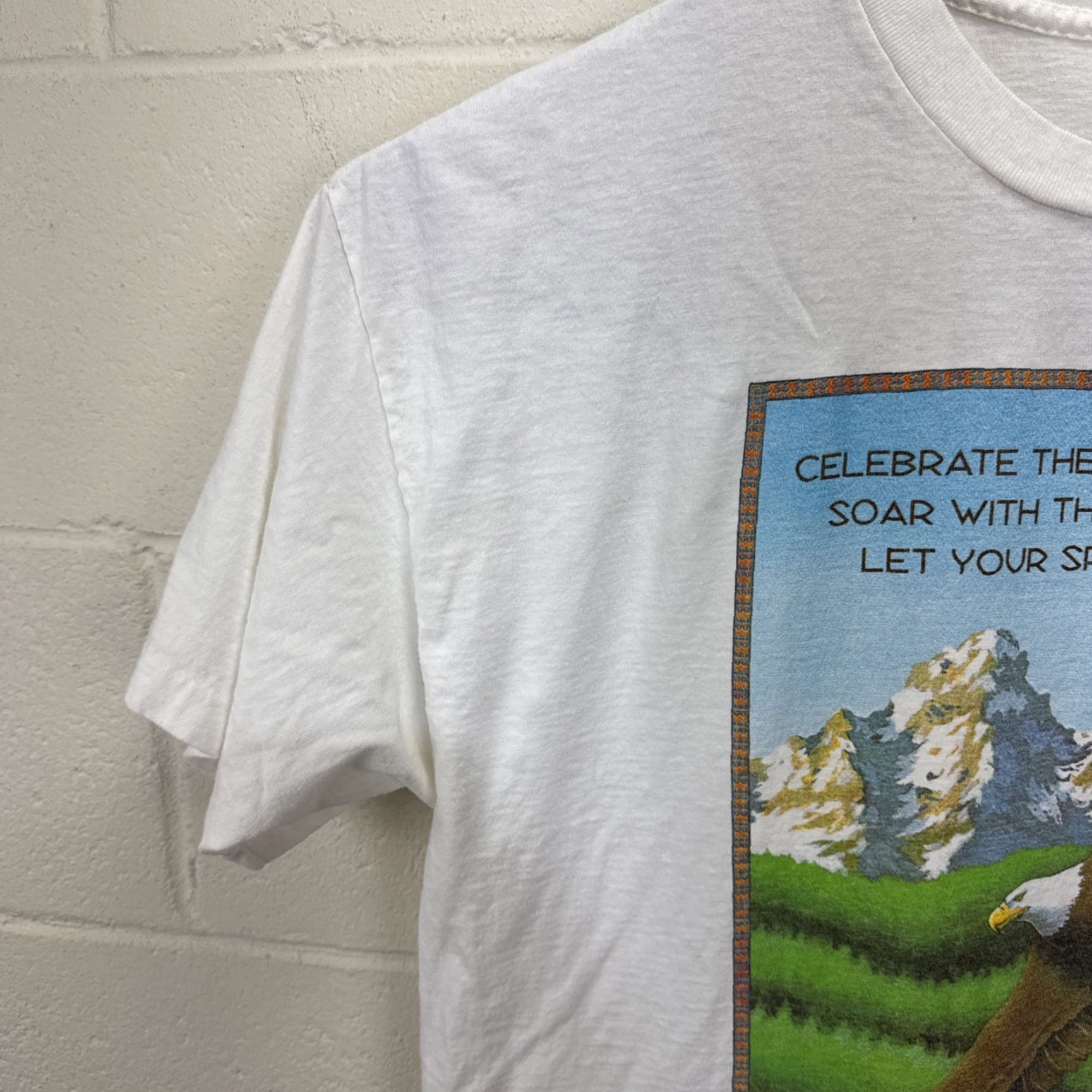 Vintage VINTAGE Maggie’s Organic Cotton Eagle Nature Earth T-Shirt XL White Graphic Print 90s Unisex Size US XL / EU 56 / 4 - 6 Thumbnail