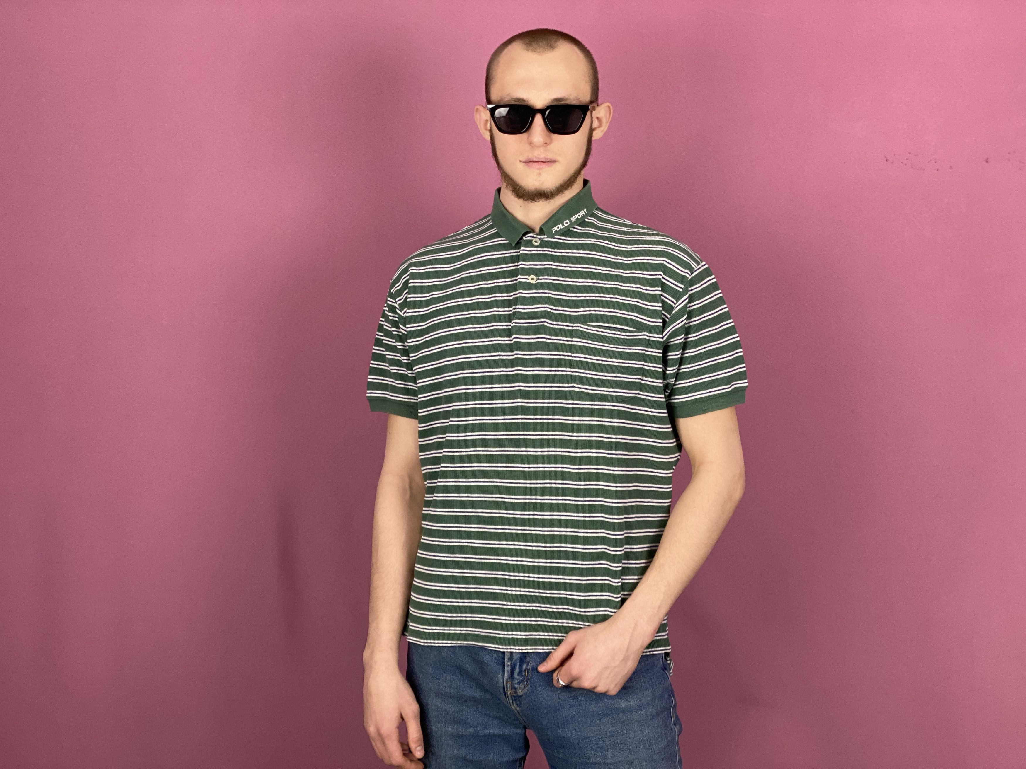 Polo Ralph Lauren × Ralph Lauren Sport × Vintage 90s Polo Sport Vintage Men's Striped Polo Shirt - L Size US L / EU 52-54 / 3 - 4 Thumbnail