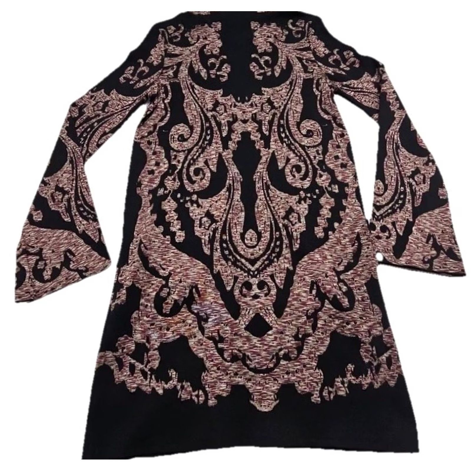 Free People Free People Mini Dress Small Petite Black Pink Paisley Boho Bell Sleeve Mock Neck Pullover Knit Lightweight Womens Short 34” Size S / US 4 / IT 40 - 5 Thumbnail