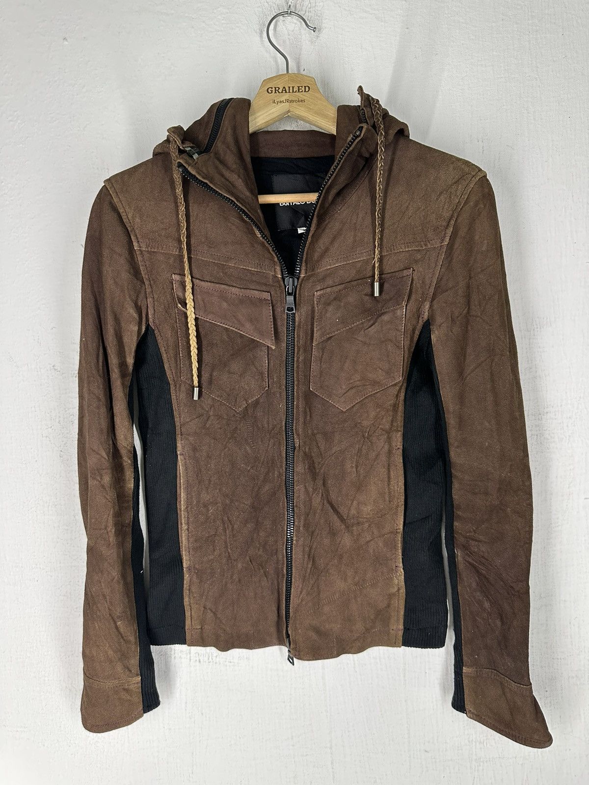 Buffalo Bobs Zipper Hoodie Leather Jacket