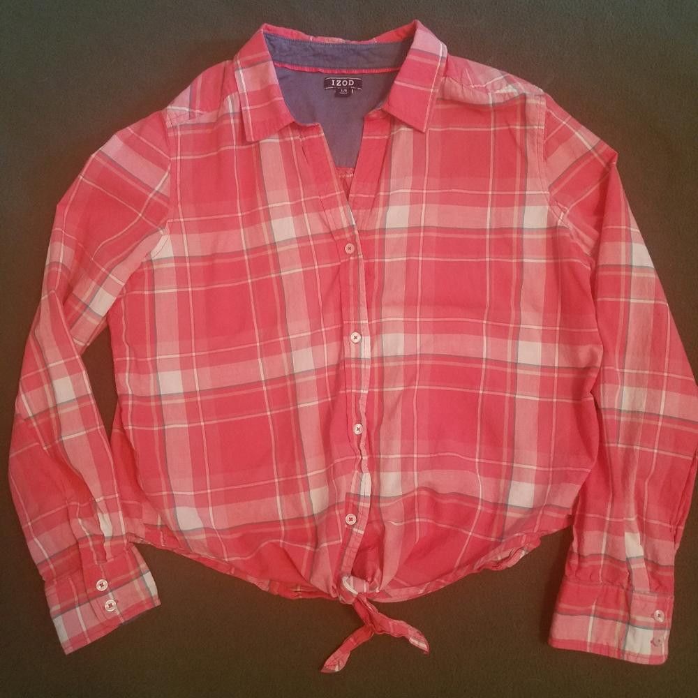 Izod Izod Plaid Blouse with Tie Waist Size Large Size L / US 10 / IT 46 - 1 Thumbnail