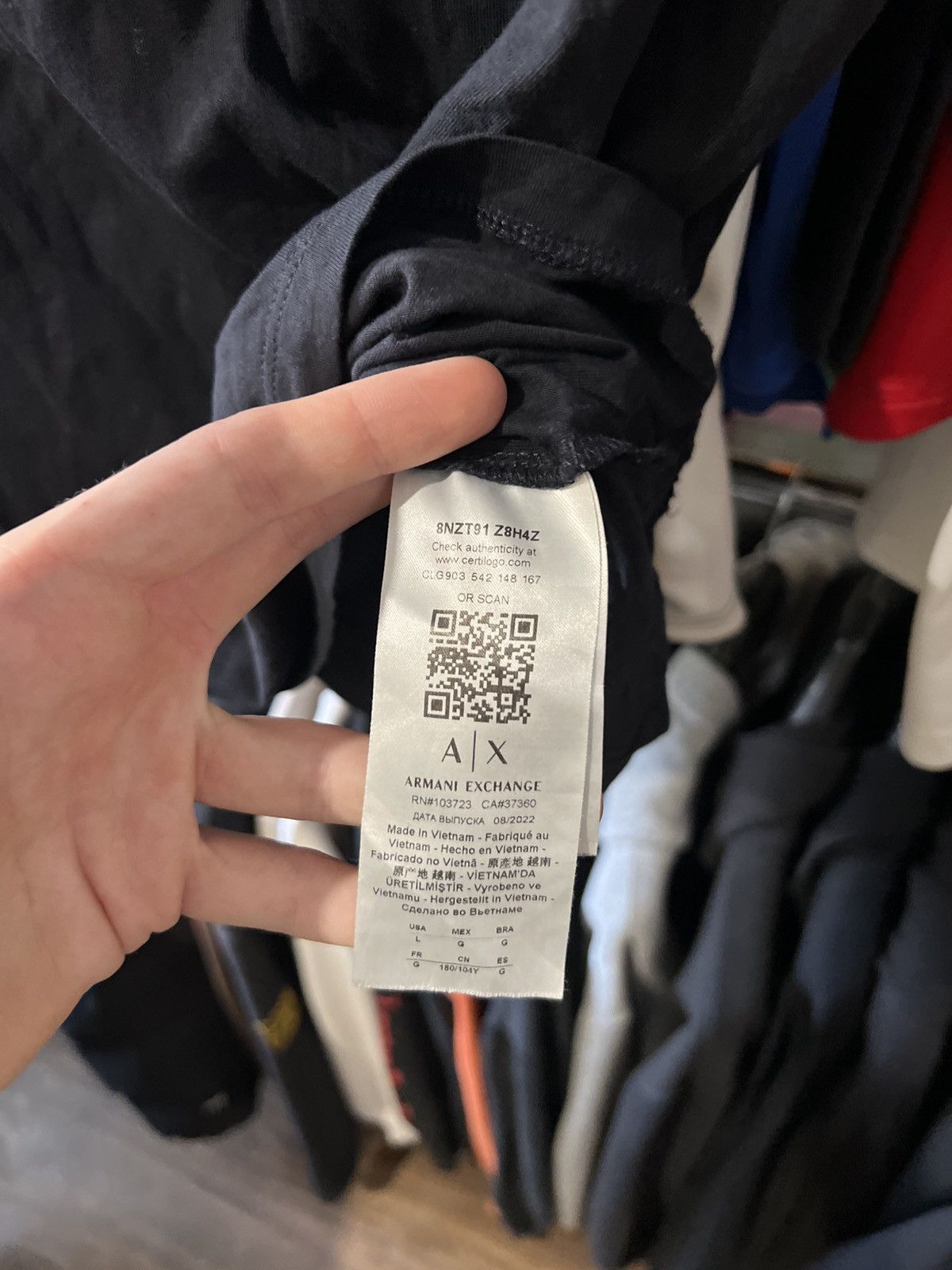 Armani Exchange EMPORIO ARMANY EXCHANGE SMALL LOGO T SHIRT CERTILOGO AOP Size US L / EU 52-54 / 3 - 6 Thumbnail