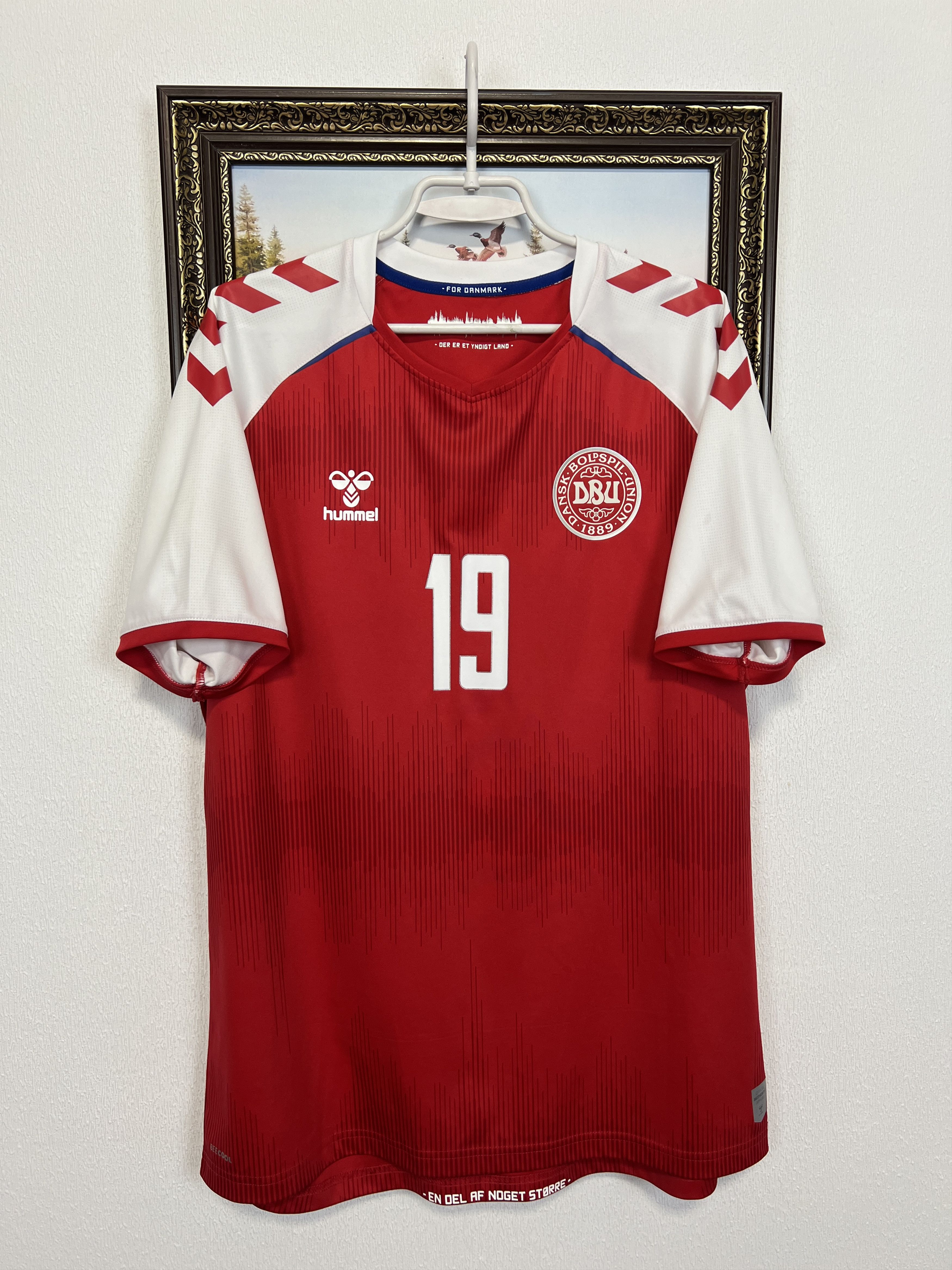 Hummel Denmark football shirt Soccer #19 Wind Jersey Trikot Rare Size US XL / EU 56 / 4 - 1 Thumbnail