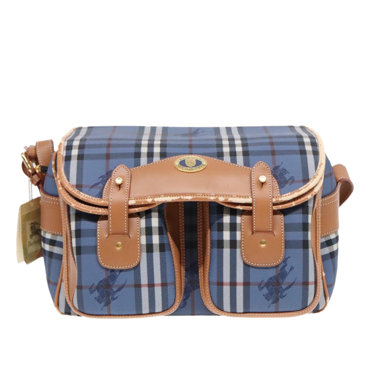 Burberry Burberry Nova Check Shoulder Bag Pvc Leather Blue Gold Size ONE SIZE - 2 Thumbnail
