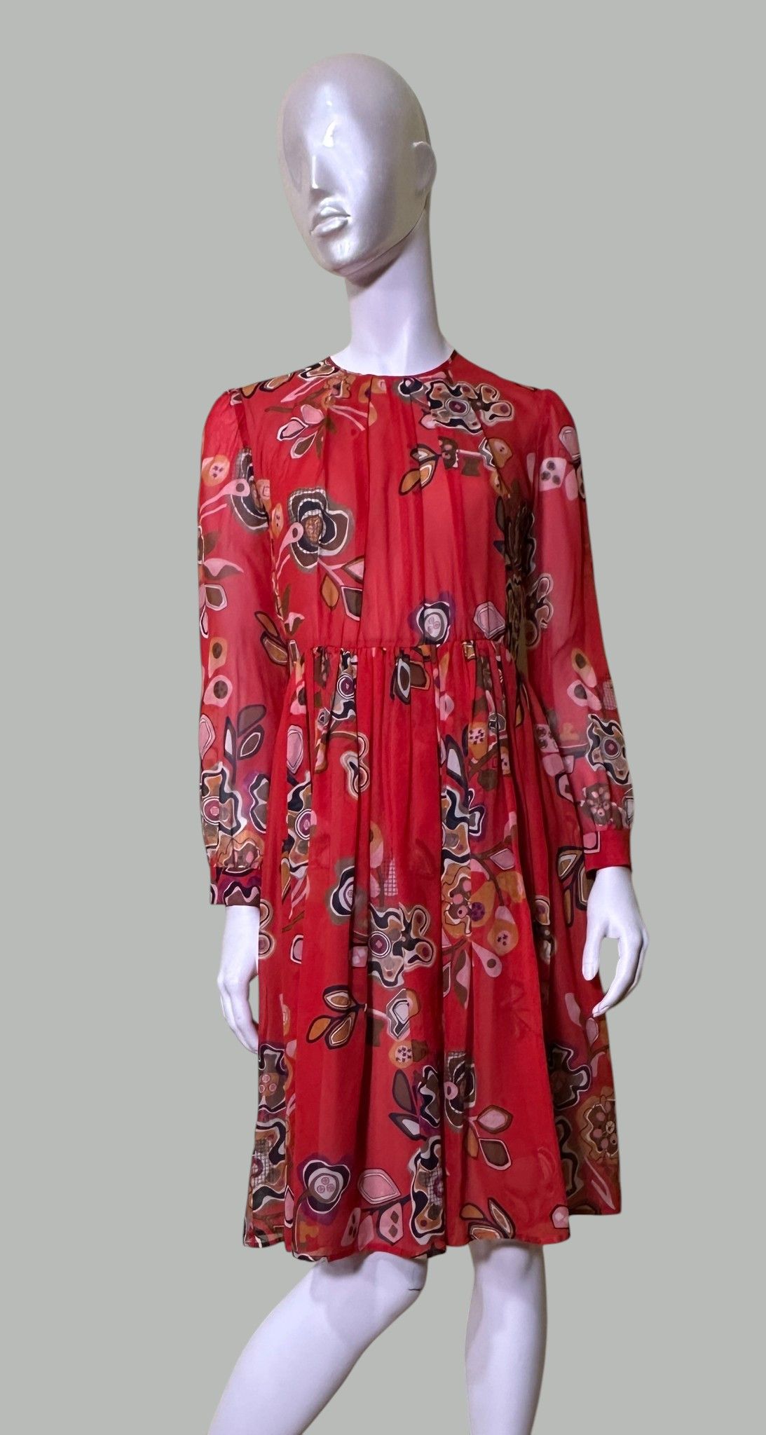 MSGM Floral Midi Silk Dress Size S / US 4 / IT 40 - 1 Thumbnail
