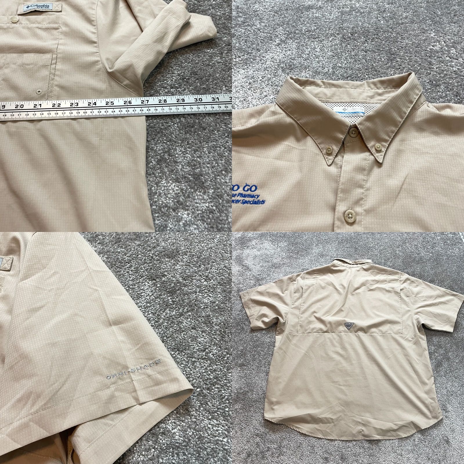 Logo 7 Columbia PFG Button Up Shirt Mens 2XL Beige Short Sleeve Omni-Shade Outdoor Logo Shirt Size US XXL / EU 58 / 5 - 8 Thumbnail