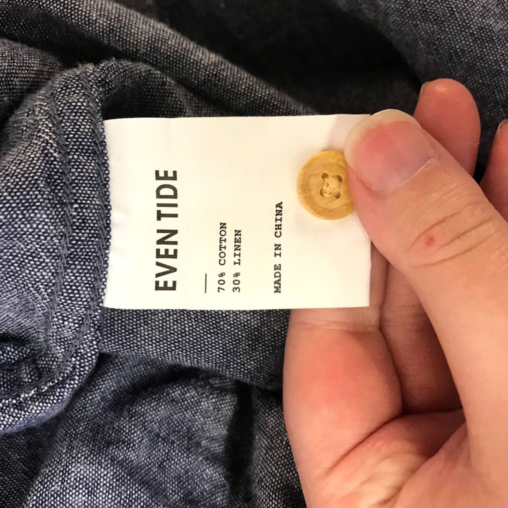 Vintage Even Tide Shirt Mens 3XL Blue Cotton Linen Short Sleeve Button-Up Regular Fit Size US XXL / EU 58 / 5 - 8 Thumbnail