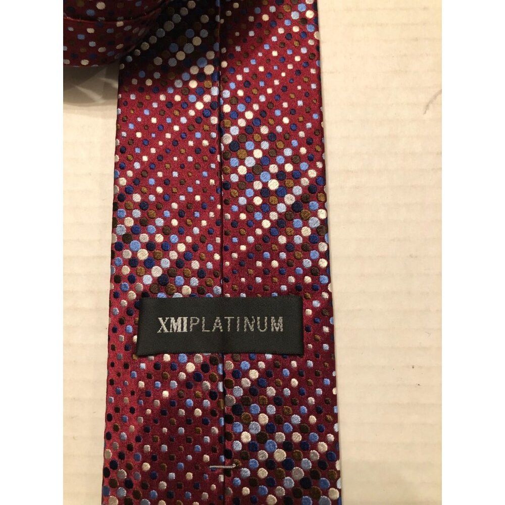XMI Platinum xmi platinum men's new burgundy silk tie 3 1/4" X 59 3/4" Size ONE SIZE - 2 Thumbnail