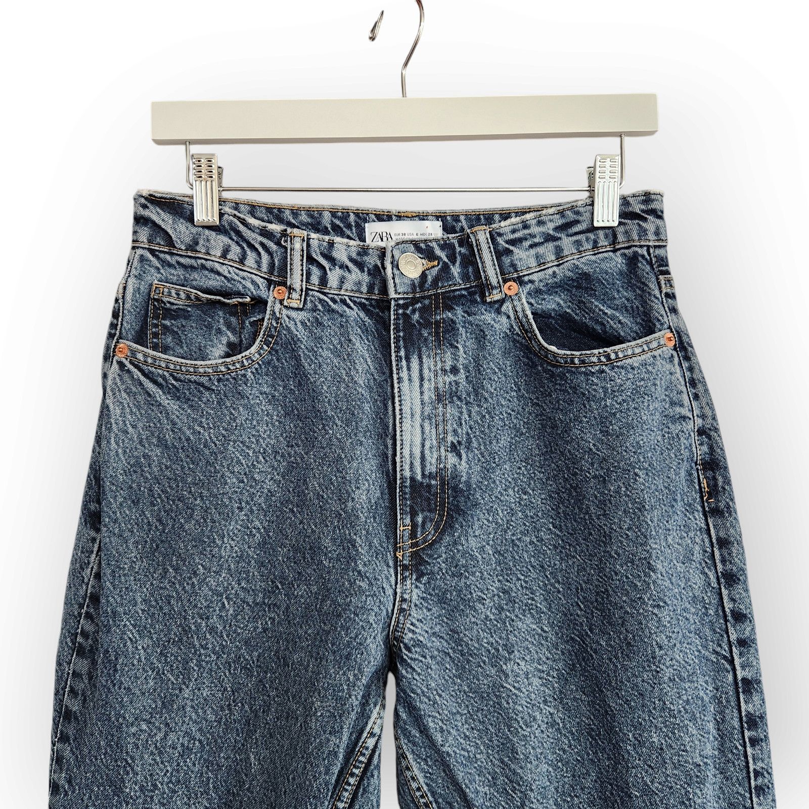 Zara Zara 80s Inspired High Waisted Acid Washed Mom Jeans 6 Size 28" / US 6 / IT 42 - 2 Thumbnail