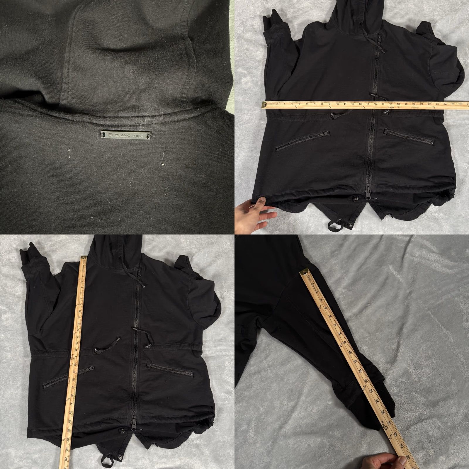 Blanc Noir Blanc Noir Yolo Anorak Coat Jacket Womens S Oversized Long Fit Stretch Black Jacket Womens S Black Cotton Zip Long Sleeve Hipster Casual Vintage: No Size S / US 4 / IT 40 - 8 Thumbnail