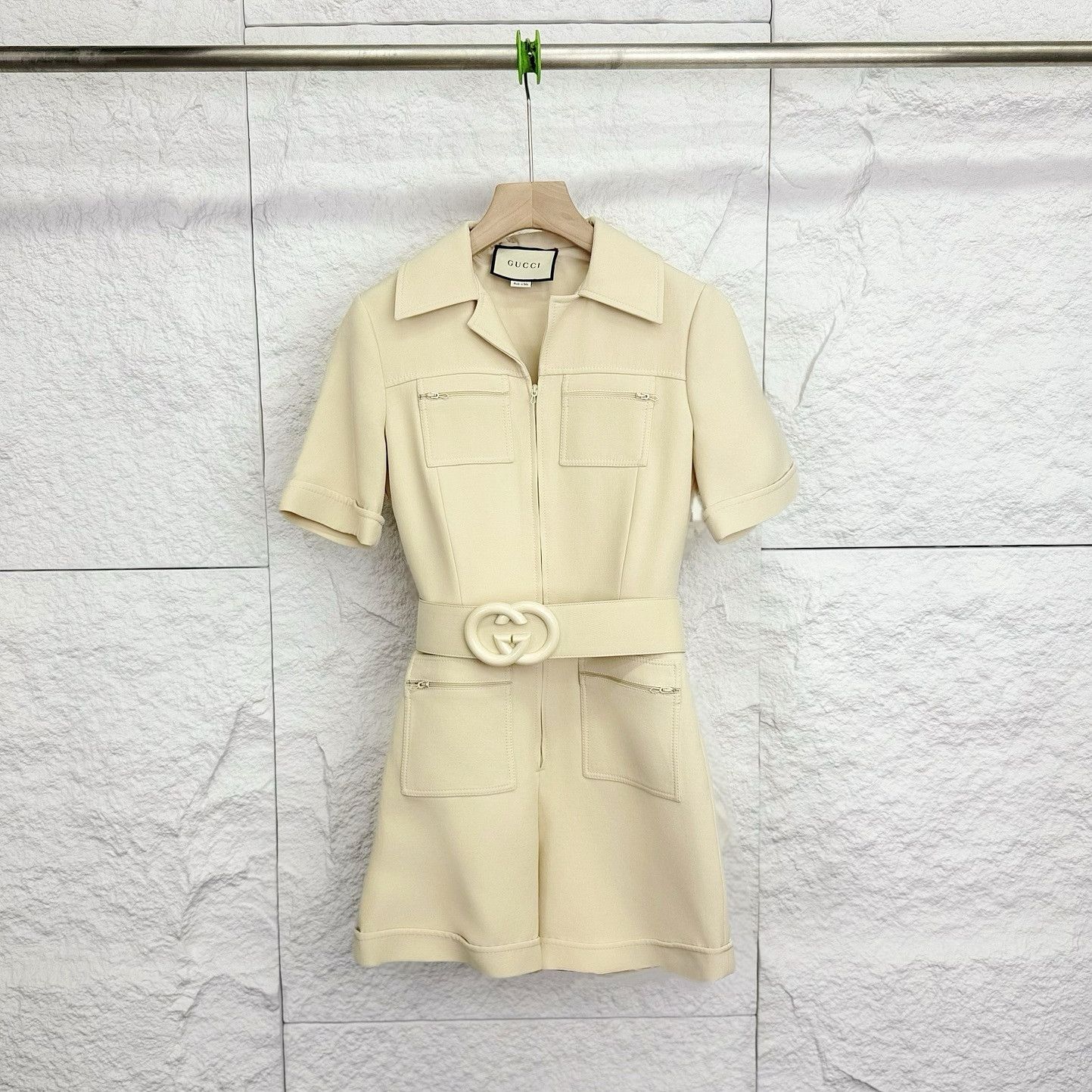 Gucci Gucci Zip-Front Belted Playsuit Size 40 Size 27" / US 4 / IT 40 - 1 Thumbnail