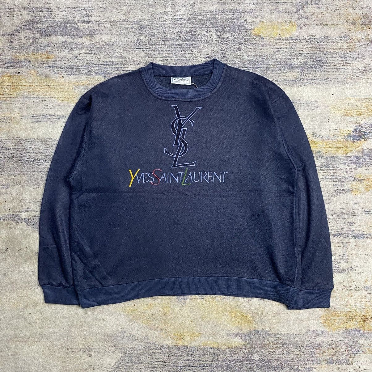 Vintage × Yves Saint Laurent 90s Yves saint Laurent tricot pour homme big logo sweatshirt Size US M / EU 48-50 / 2 - 1 Thumbnail