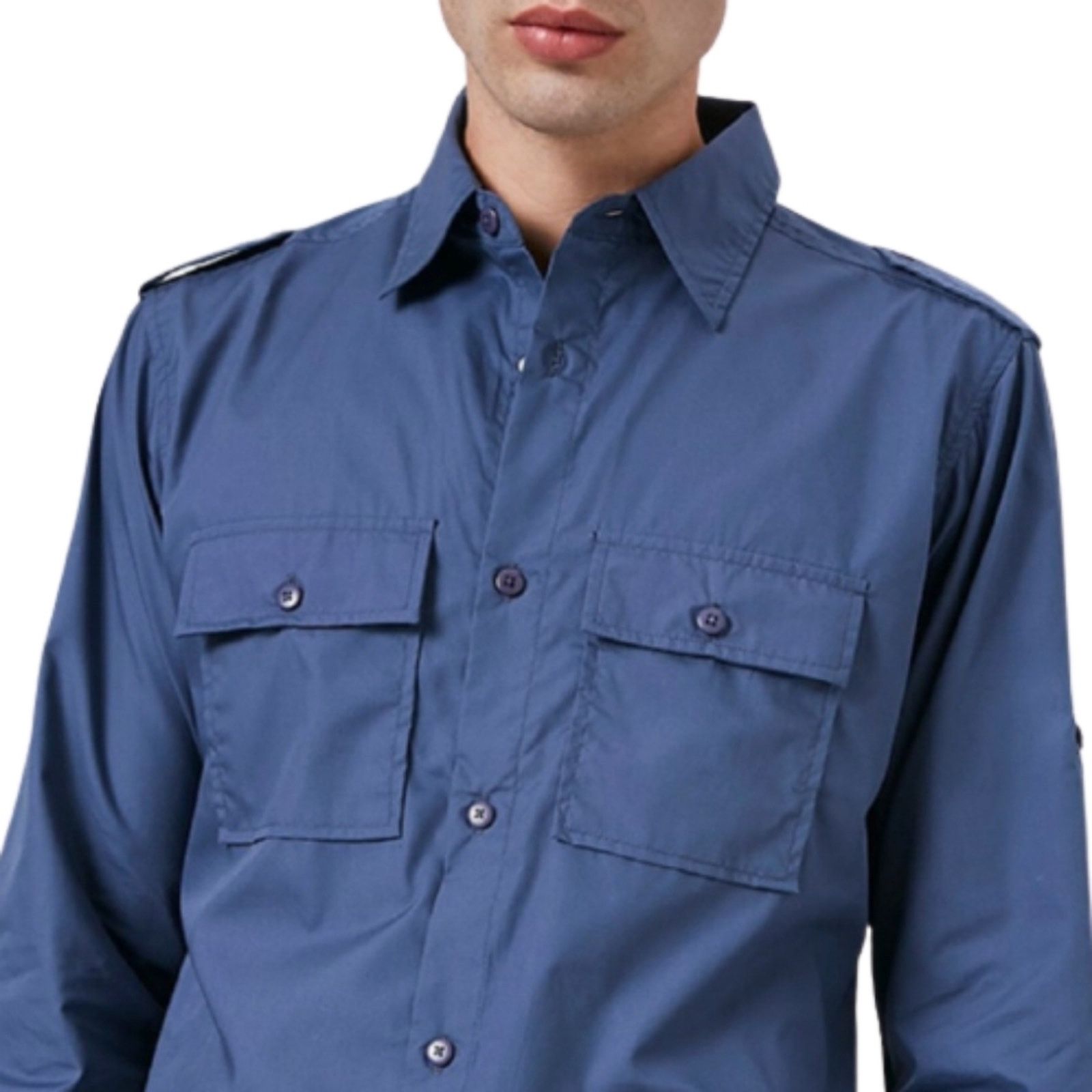 Other COBALT BLUE ☆ FRONT FLAP POCKET ☆ EPILET SHOULDER SHIRT ☆XL Size US XL / EU 56 / 4 - 2 Thumbnail