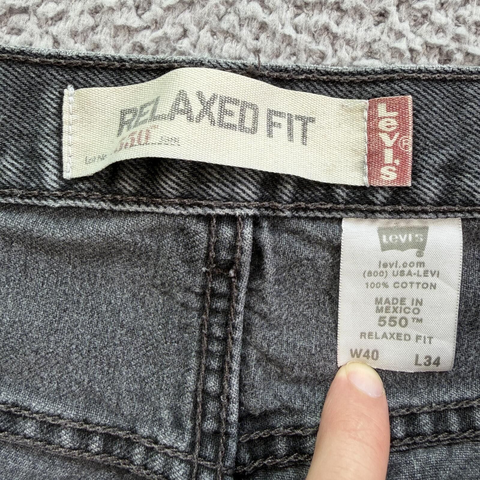 Levi's Levis 550 Relaxed Fit Faded Black Baggy Jeans Vintage 40x34 Size US 40 / EU 56 - 5 Thumbnail