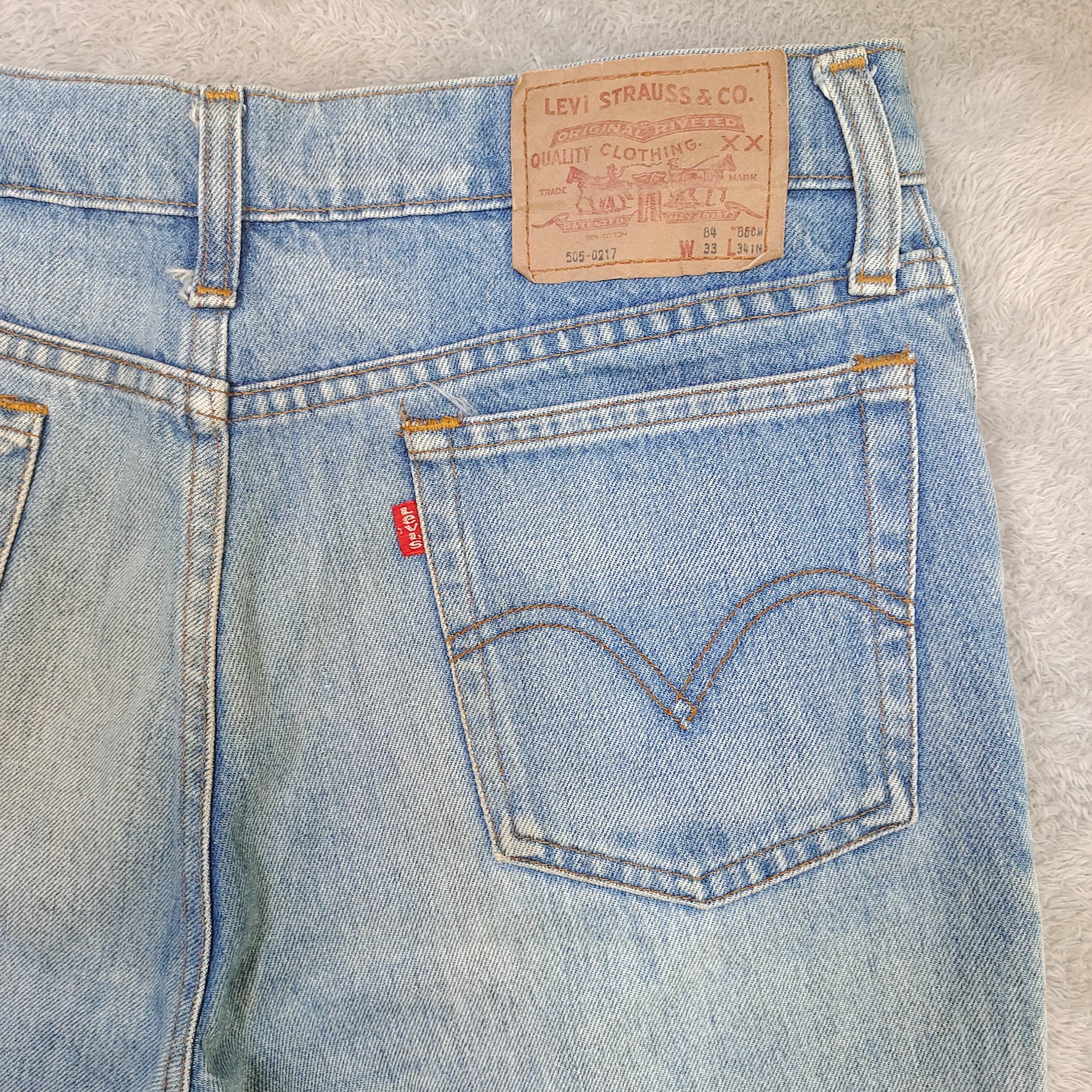 Levi's Levi’s 90s 505 – Ice-Blue Honeycomb Fade, Hong Kong-Made Size US 34 / EU 50 - 12 Thumbnail