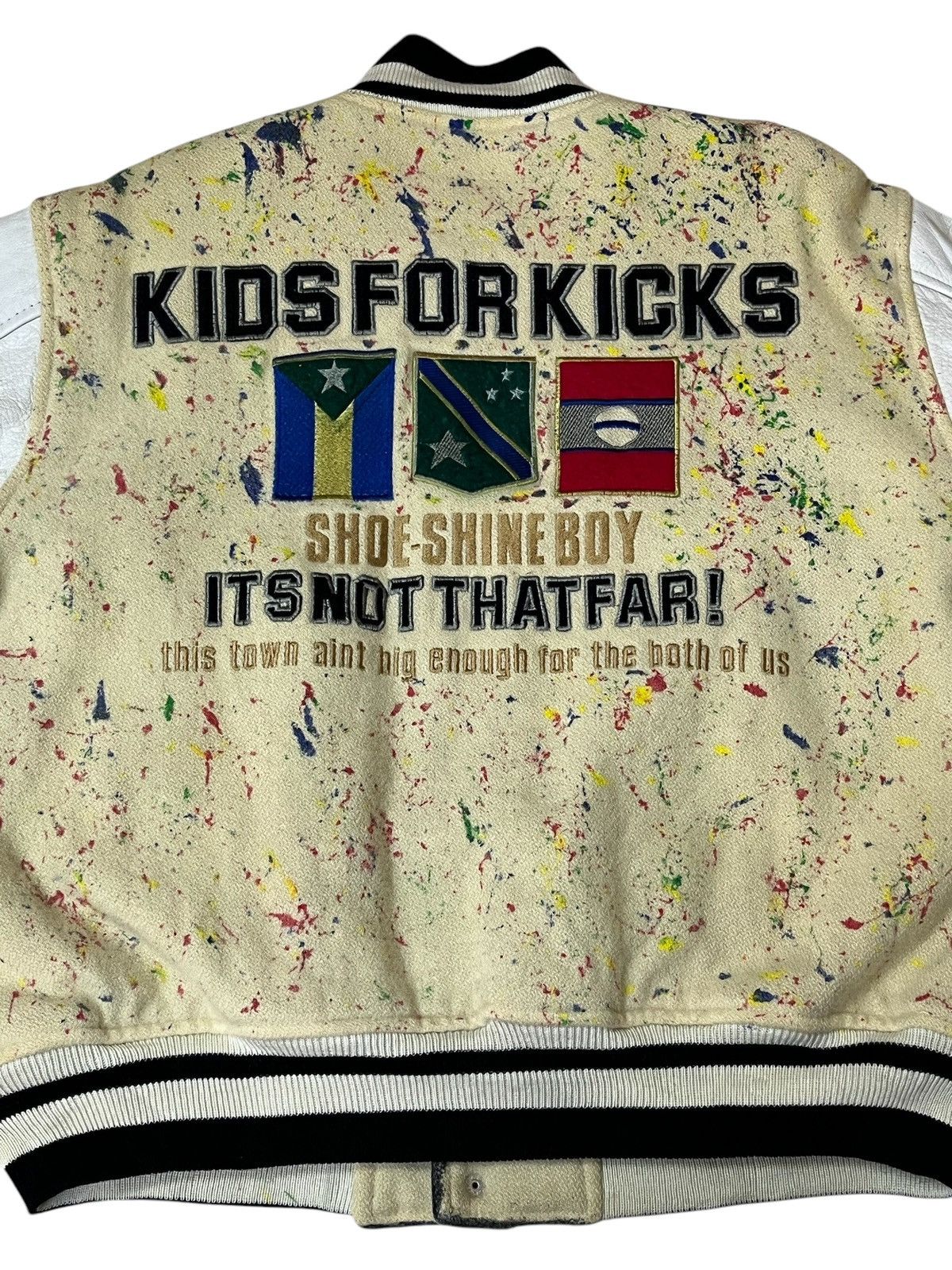 Japanese Brand SHOE SHINE BOY CUSTOM PAINT SPLASH VARSITY LEATHER SLEEVE Size US XL / EU 56 / 4 - 6 Thumbnail