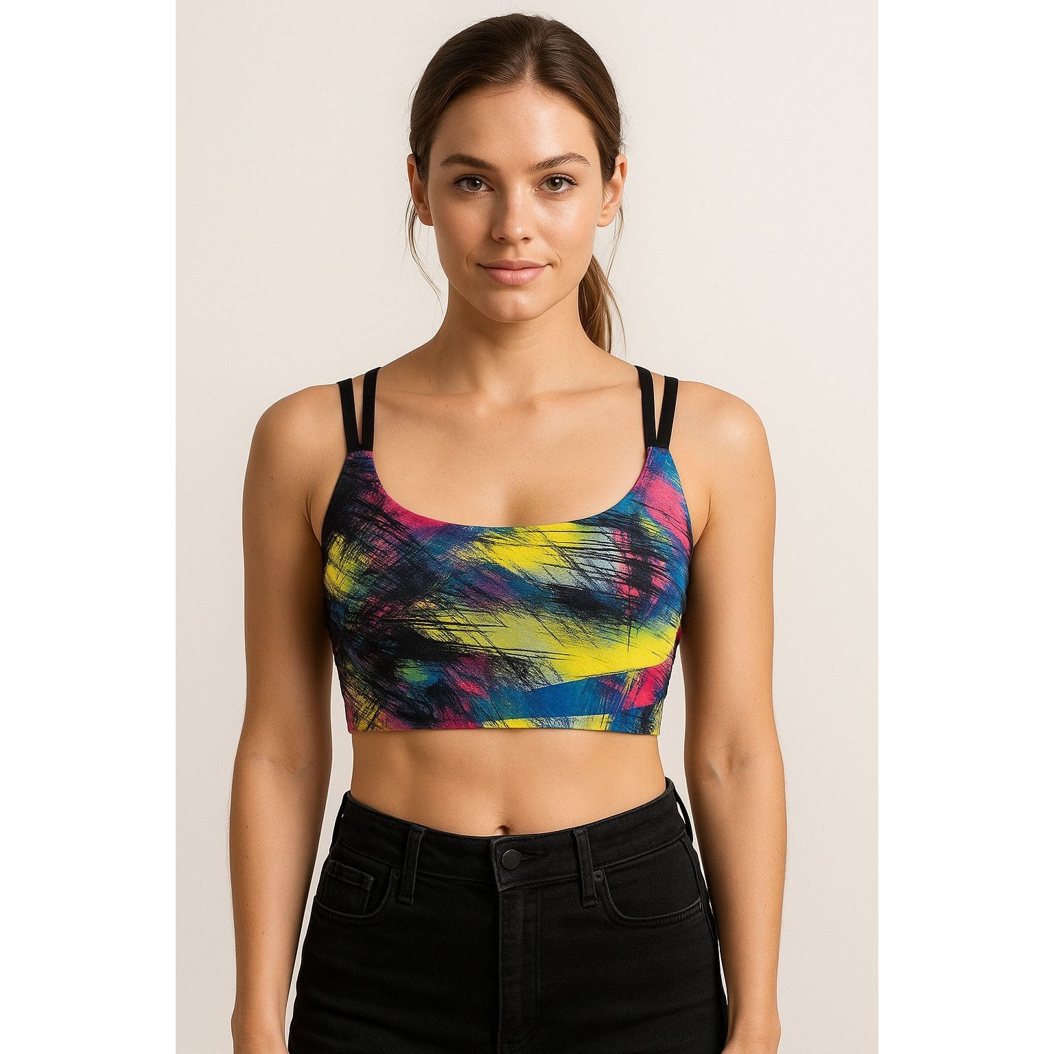 Other Y2K Abstract Print Crop Top Velvet Heart Strappy Festival Size ONE SIZE - 1 Thumbnail