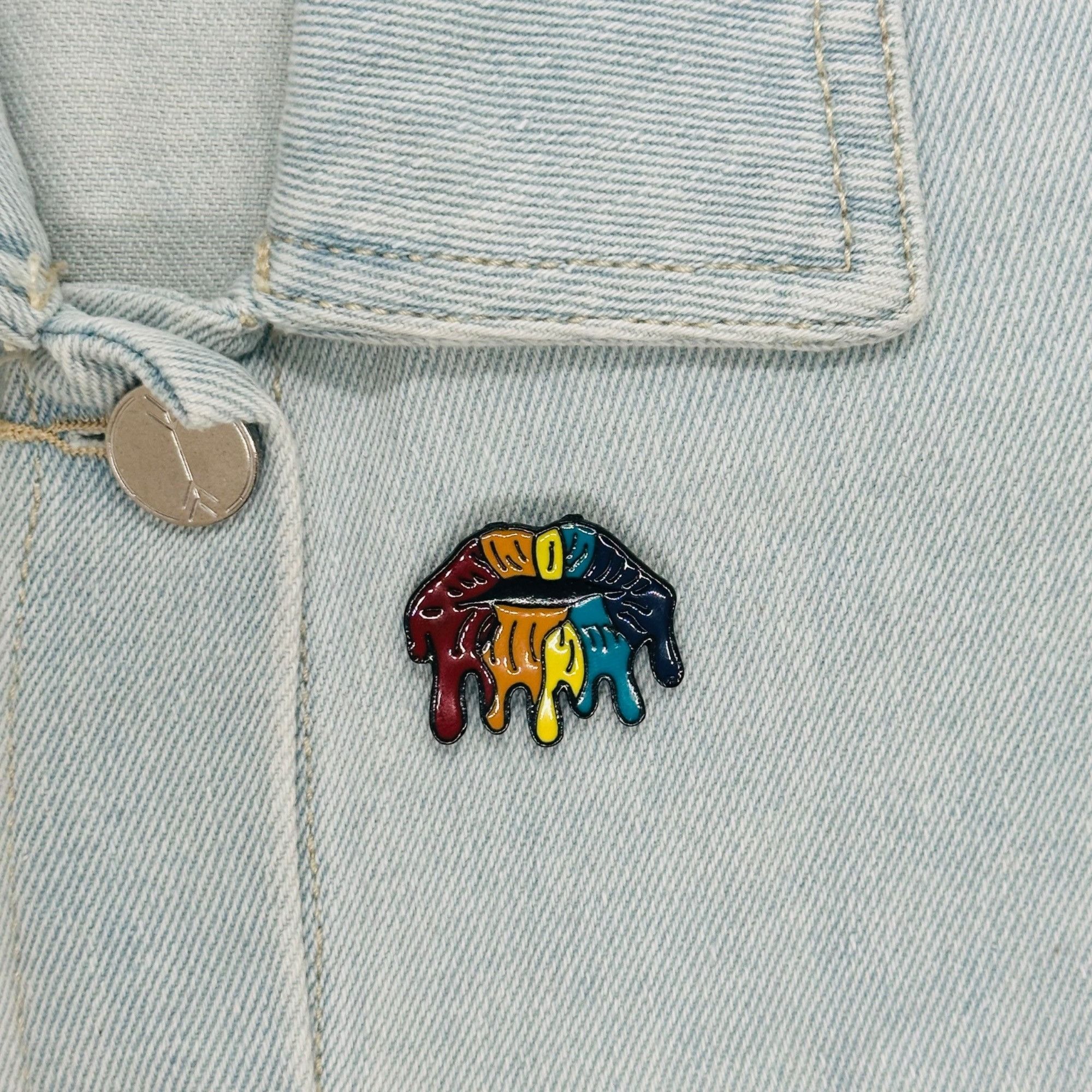 Other ✨Cartoon Rainbow Lip Melting Enamel Pin Colorful Badge Brooc Size ONE SIZE - 1 Thumbnail