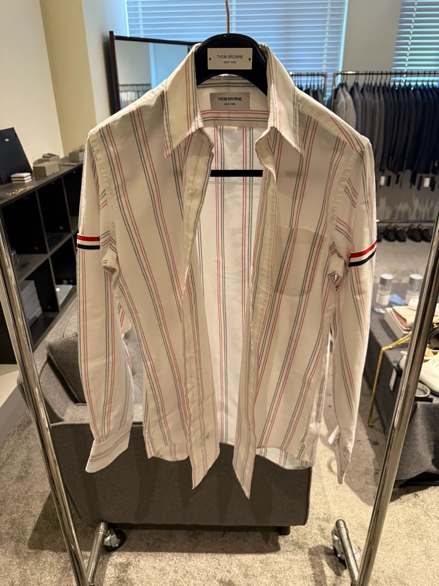 Thom Browne Thom Browne Striped Double Sleeve White Oxford Shirt Size 2 Size US M / EU 48-50 / 2 - 1 Thumbnail