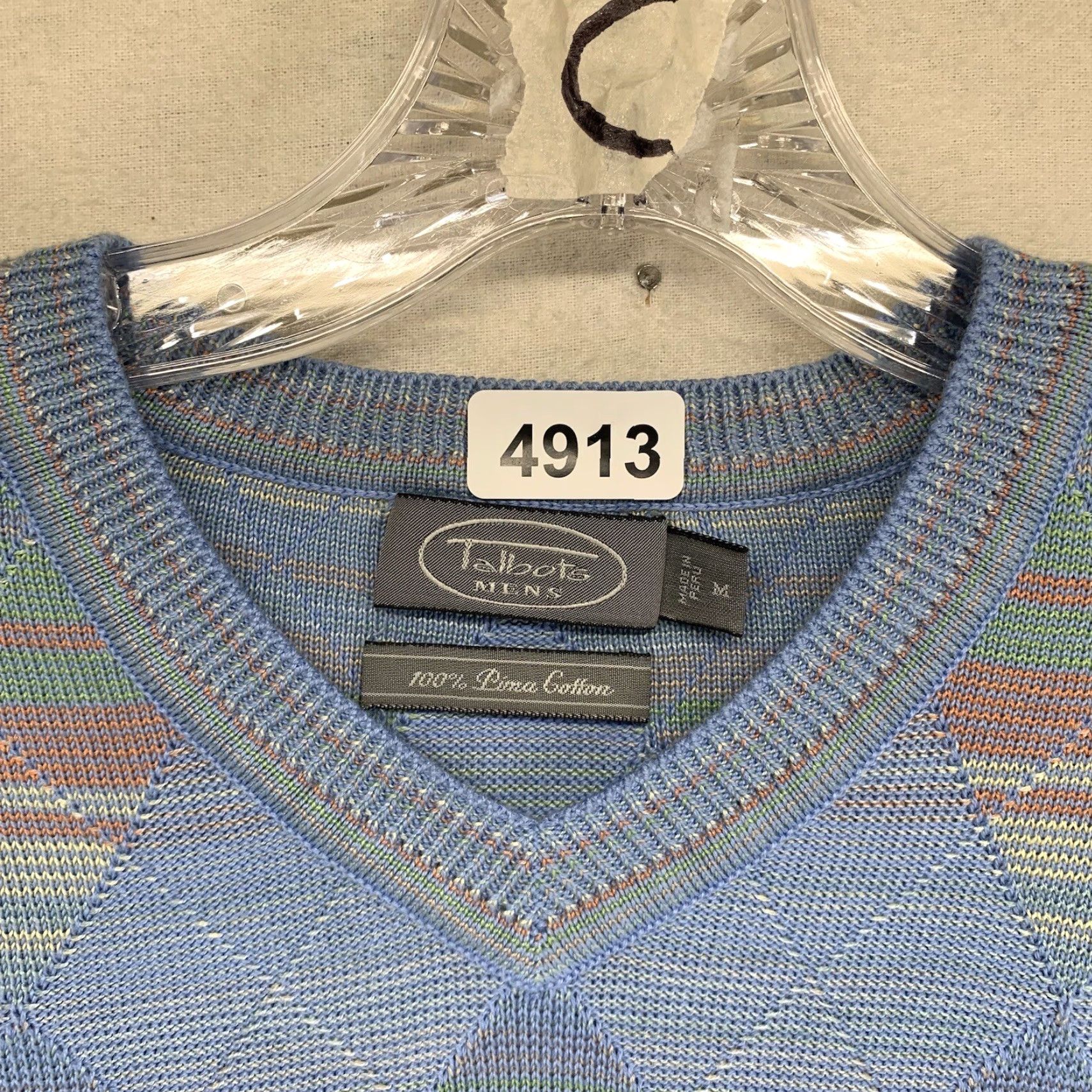 Talbots VINTAGE Talbots Argyle Sweater Men's M Blue 100% Pima Cotton Pullover Long Sleeve 80s 90s Golf Mens Size US M / EU 48-50 / 2 - 4 Thumbnail